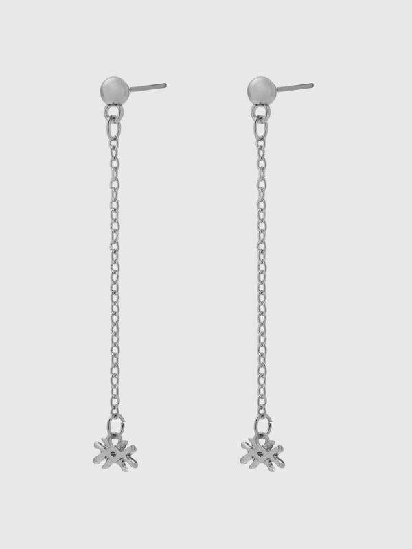 Silver pendant earrings with logo Women