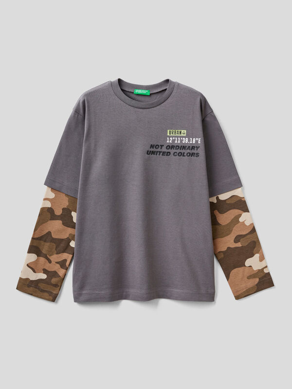 T-shirt with camouflage sleeve Junior Boy