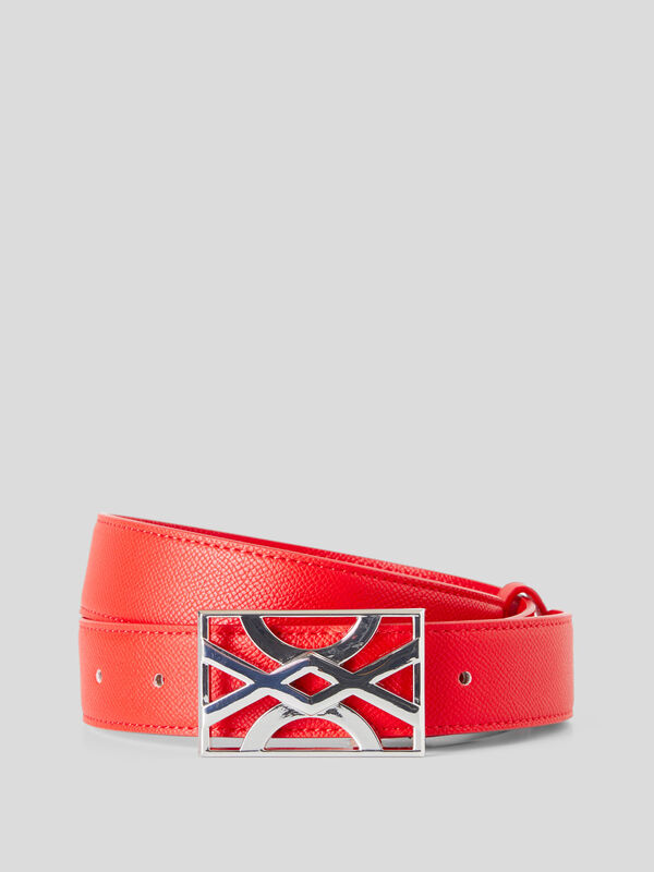 Red belt with logoed buckle Women