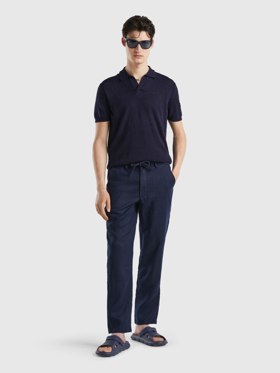 Polo in linen blend