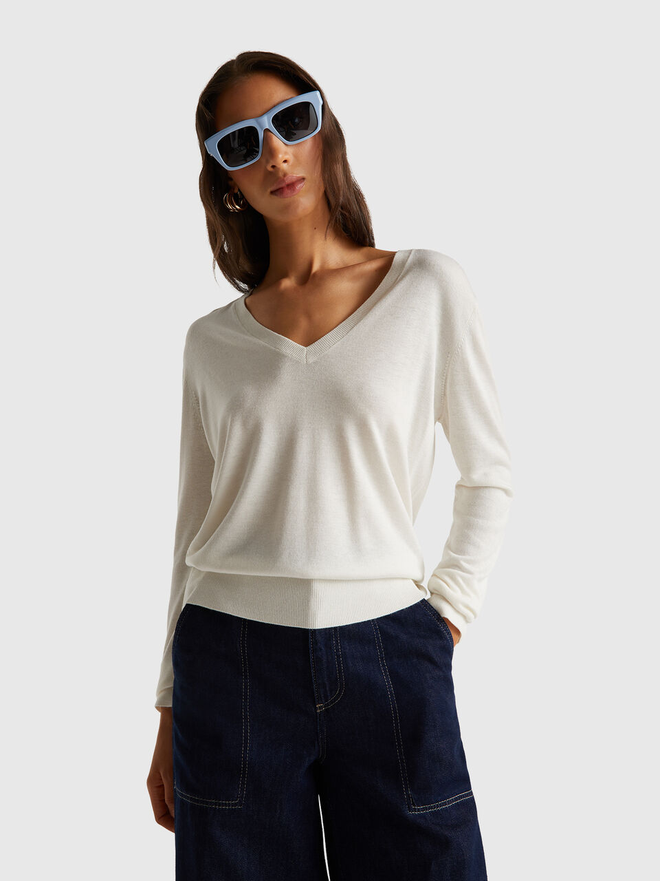 V NECK SWEATER L/S Mujer image number null