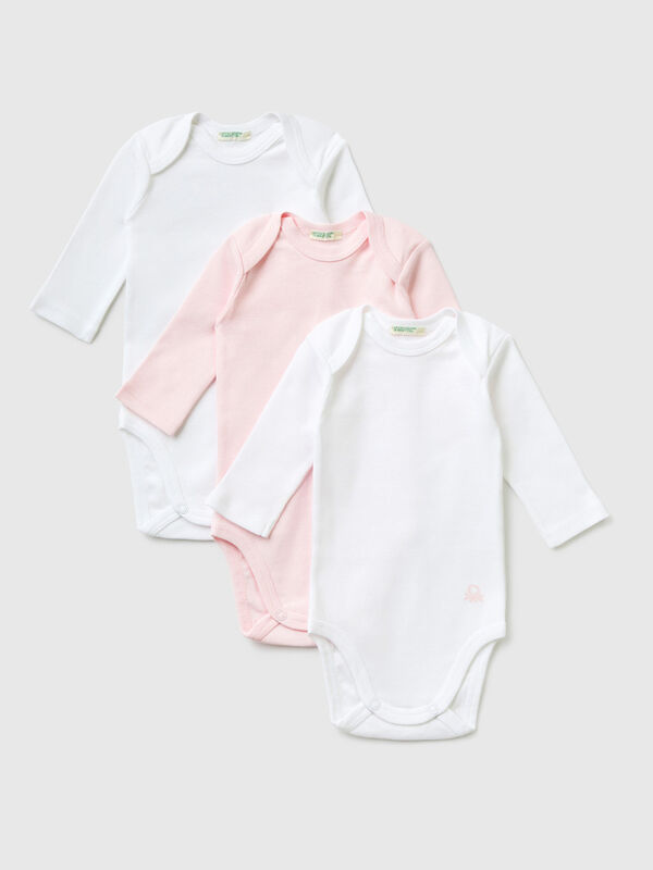 Three bodysuits in solid color organic cotton New Born (0-18 months)