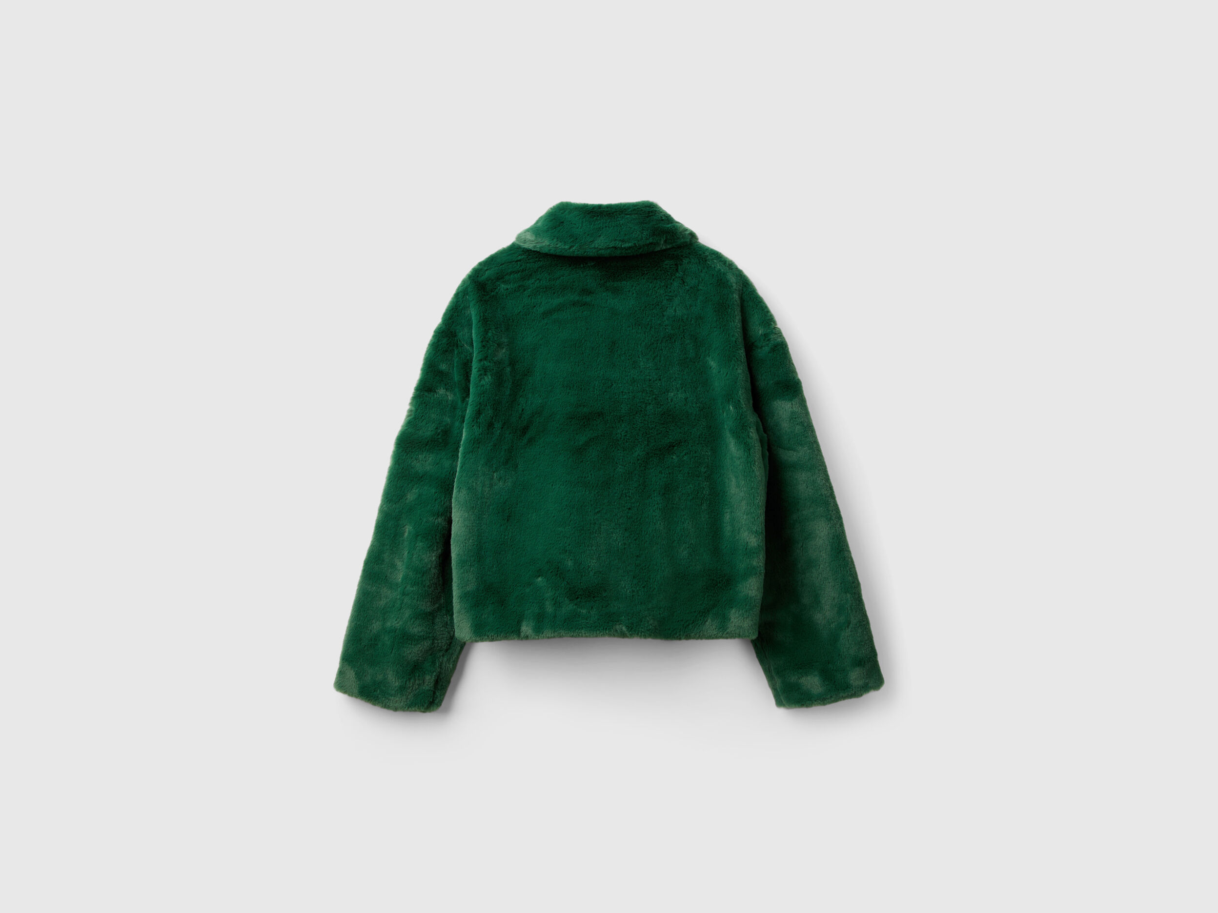 Jacket in faux fur - Dark Green | Benetton
