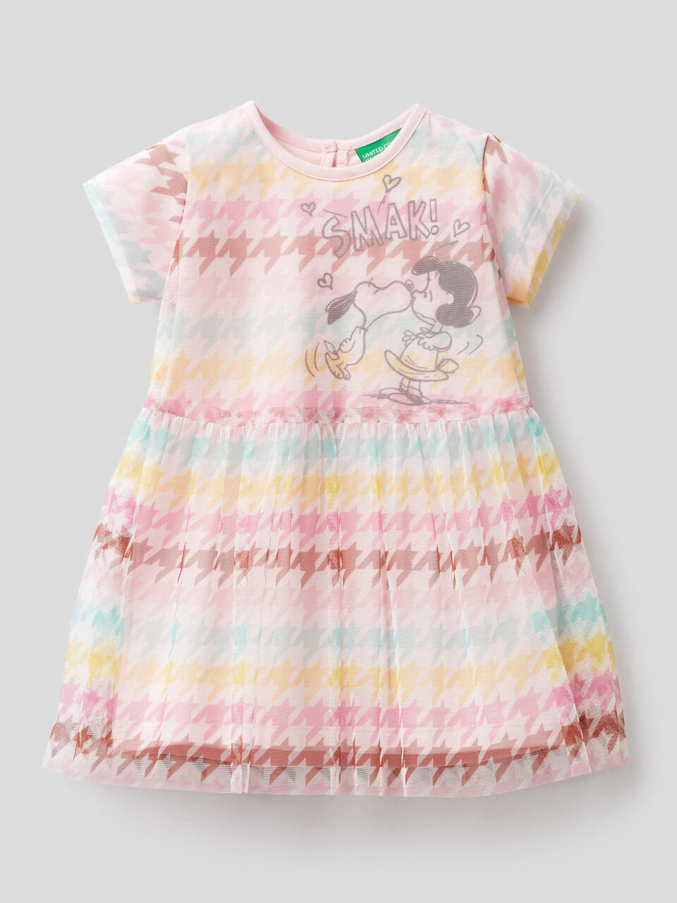 Vestido de pata de gallo con estampado de los Peanuts image number 1