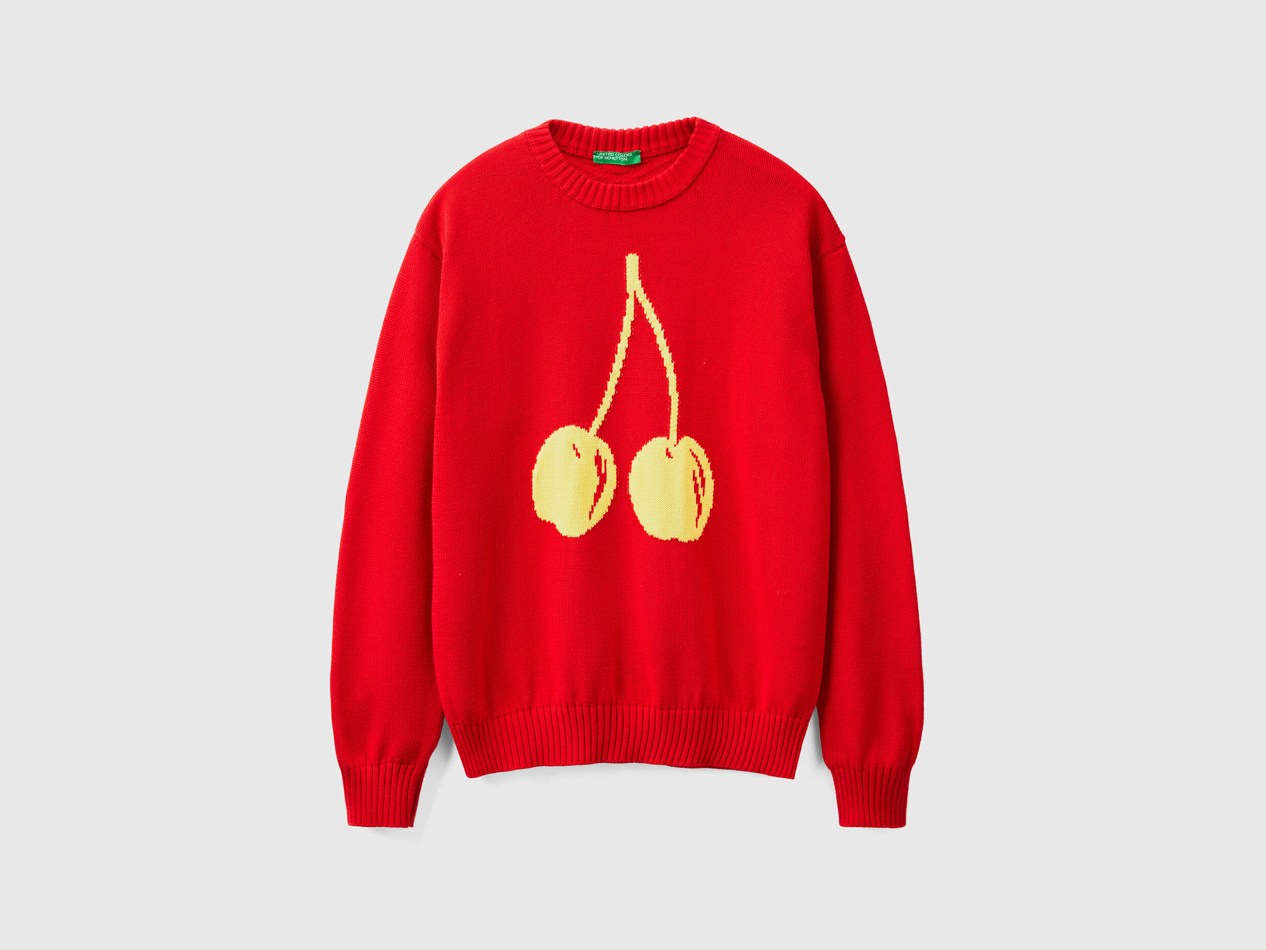 Red sweater with cherry inlay Red Benetton