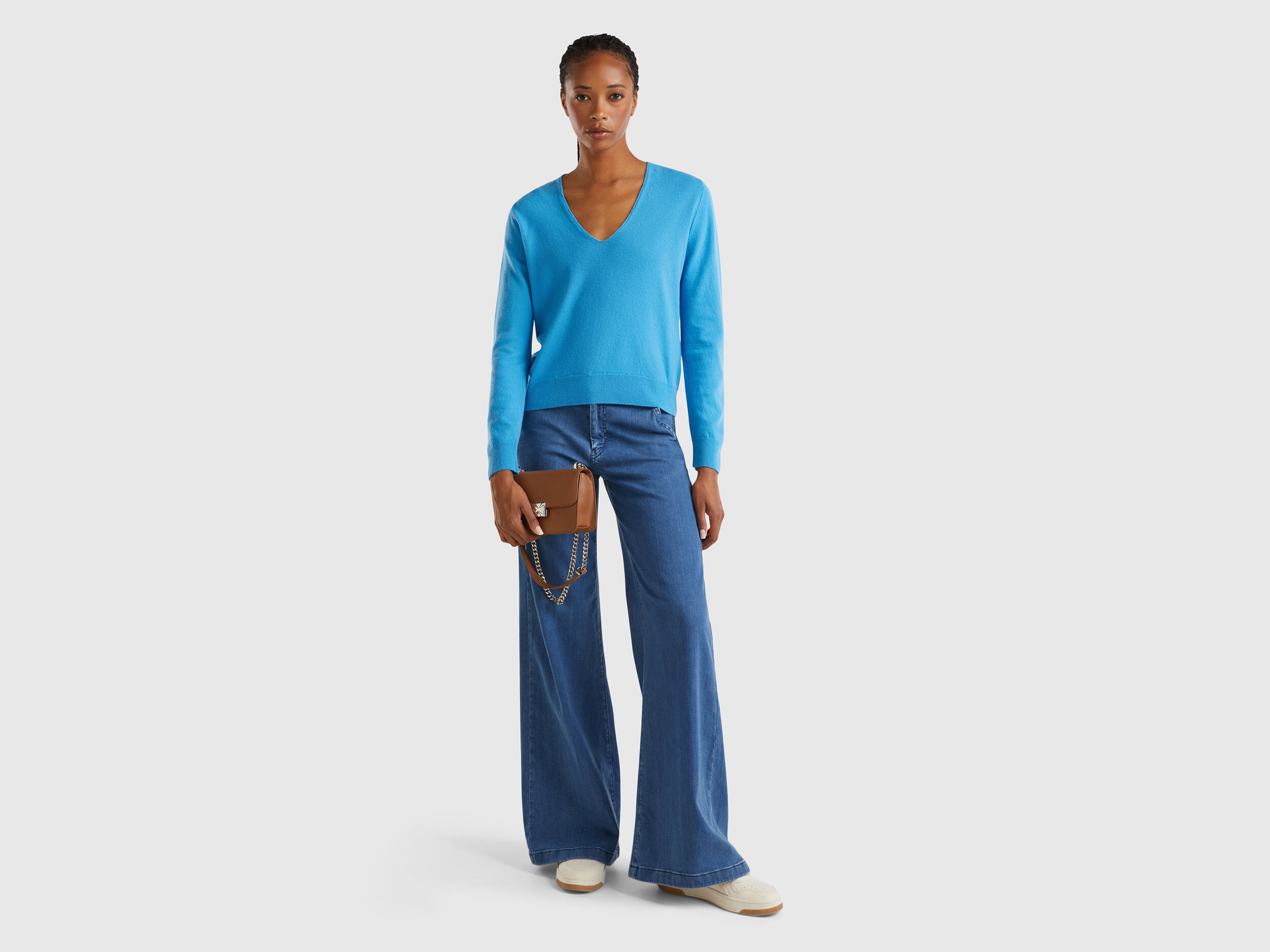 Sky blue knitwear top