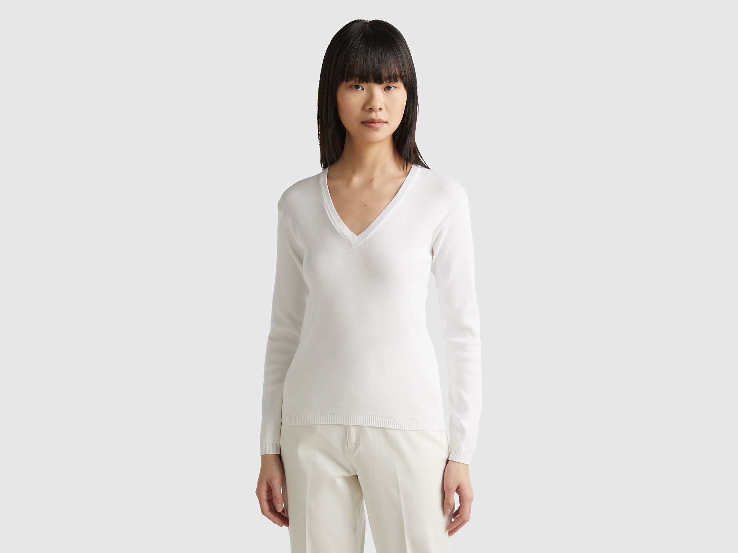 Women's long sleeve white sweaters online