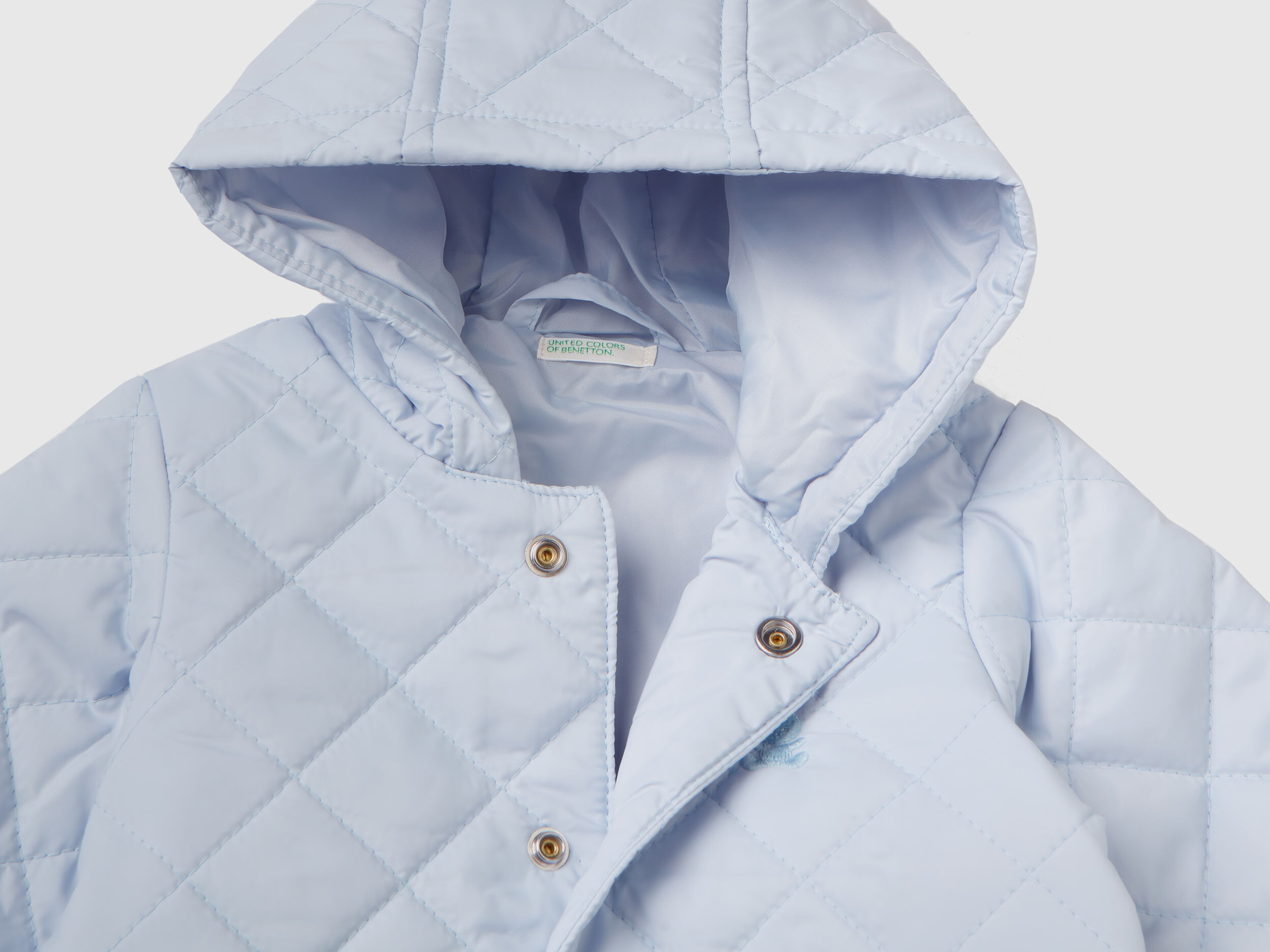 Quilted jacket with hood Sky Blue Benetton