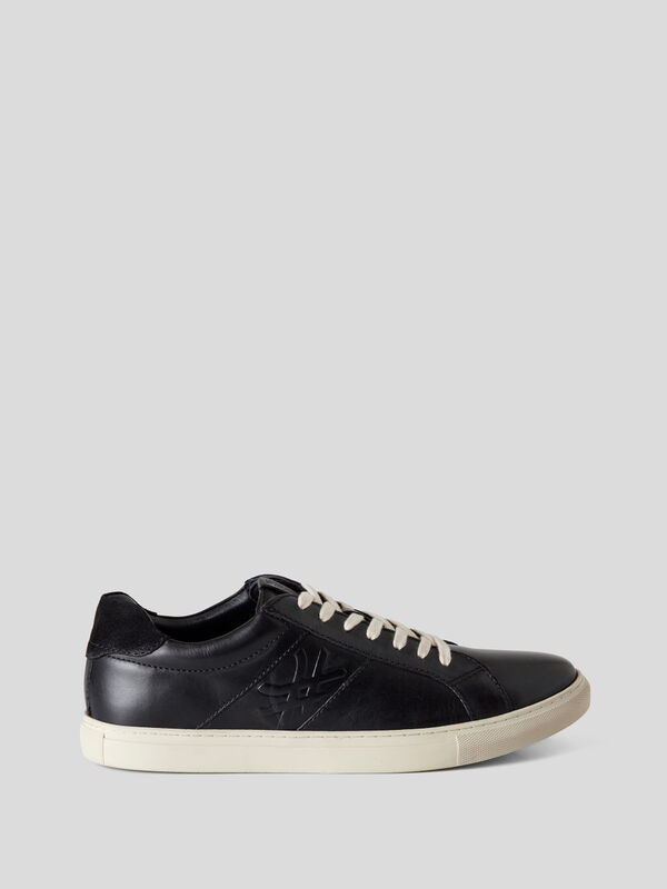 Sneakers in genuine leather with logo Men