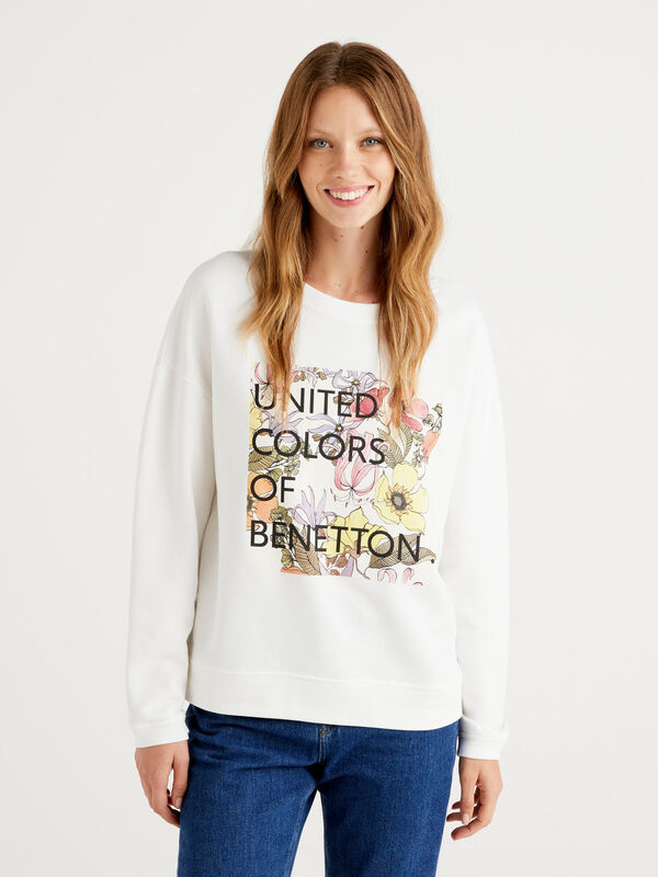 100% cotton sweatshirt with logo Women