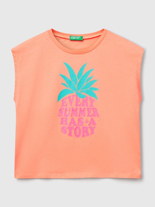 Camiseta con estampado flúor Niña