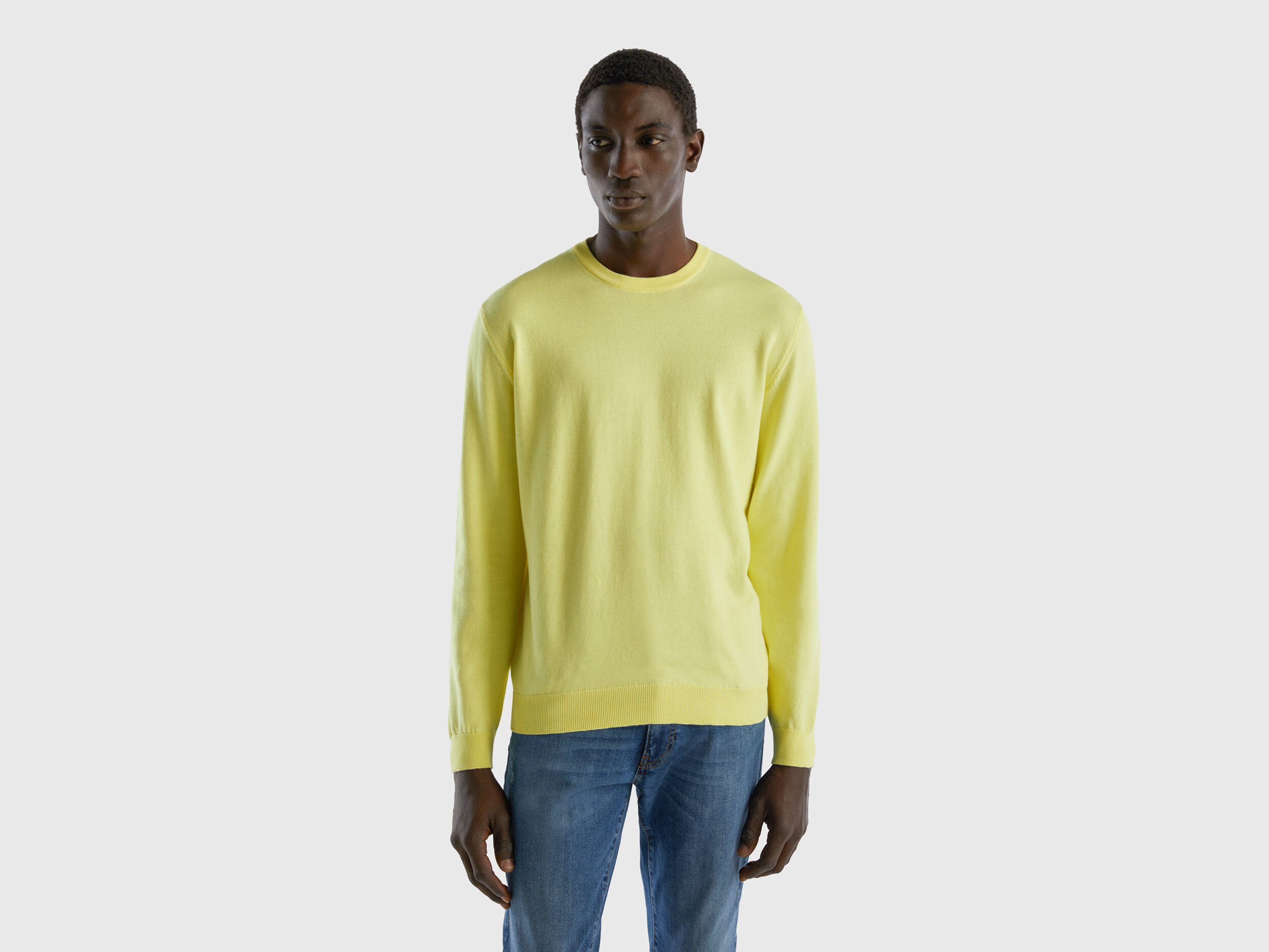 Crew neck sweater in 100 cotton Yellow Benetton