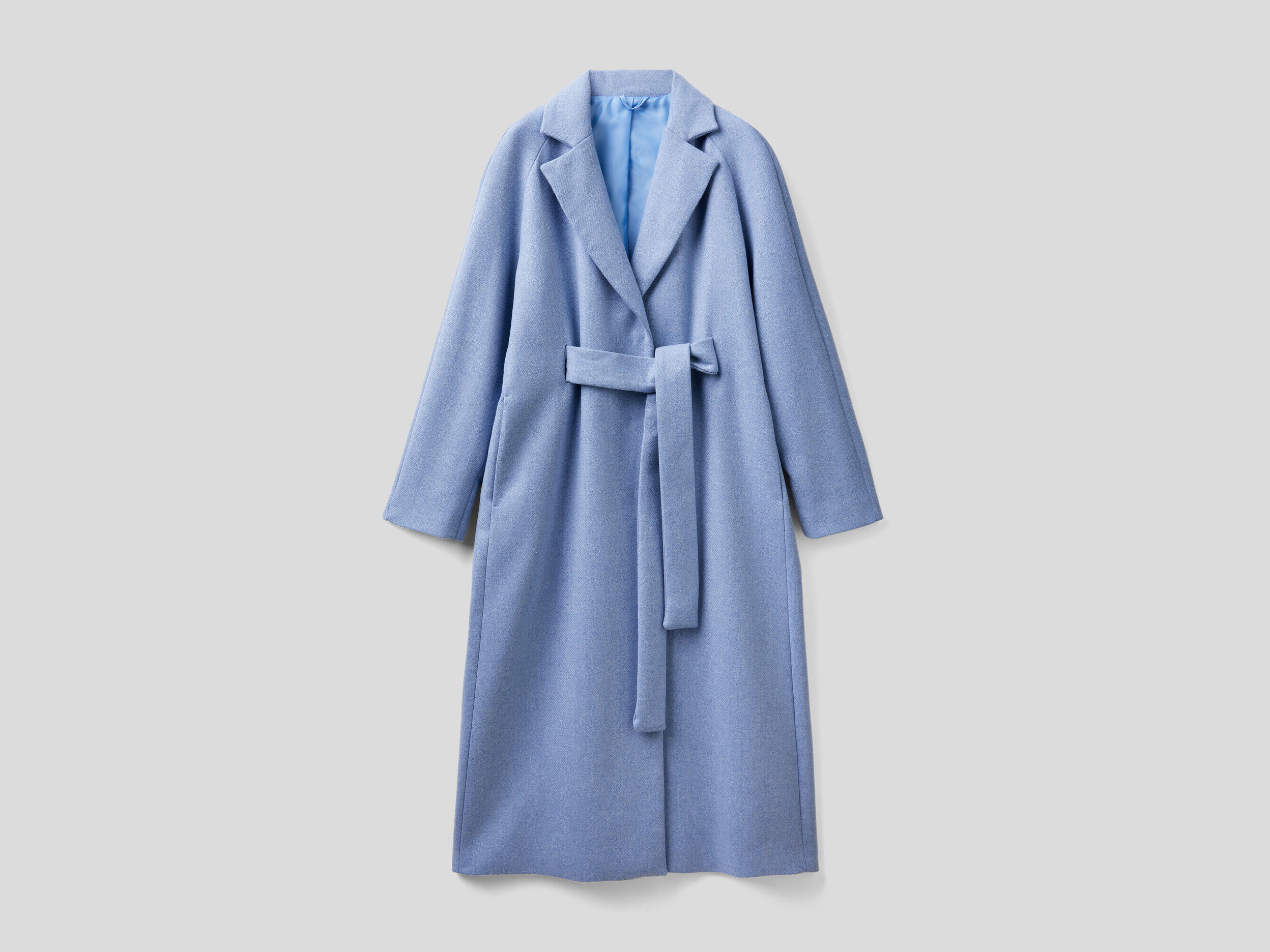 Light blue belted coat hot sale