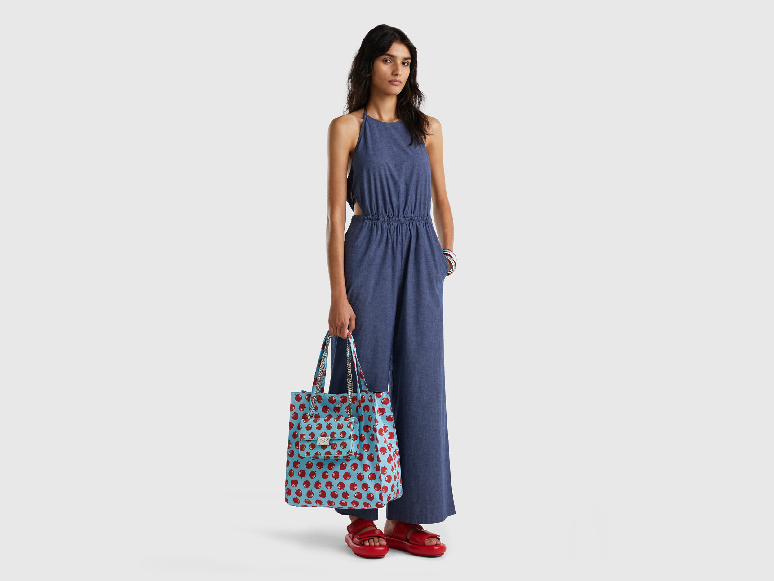 Jumpsuit in chambray Dark Blue Benetton