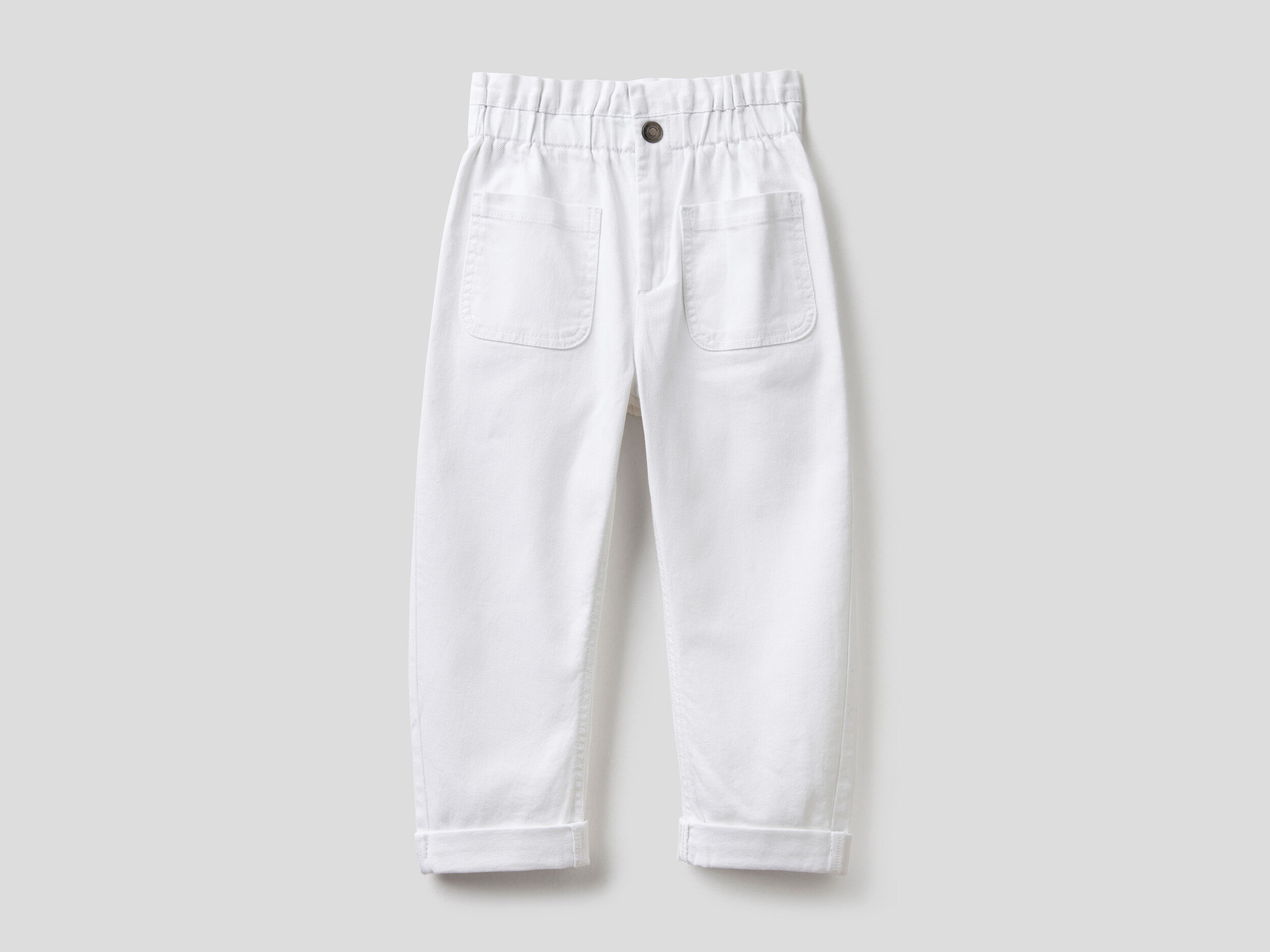White Paperbag Waist Kick Flare Trousers  PrettyLittleThing