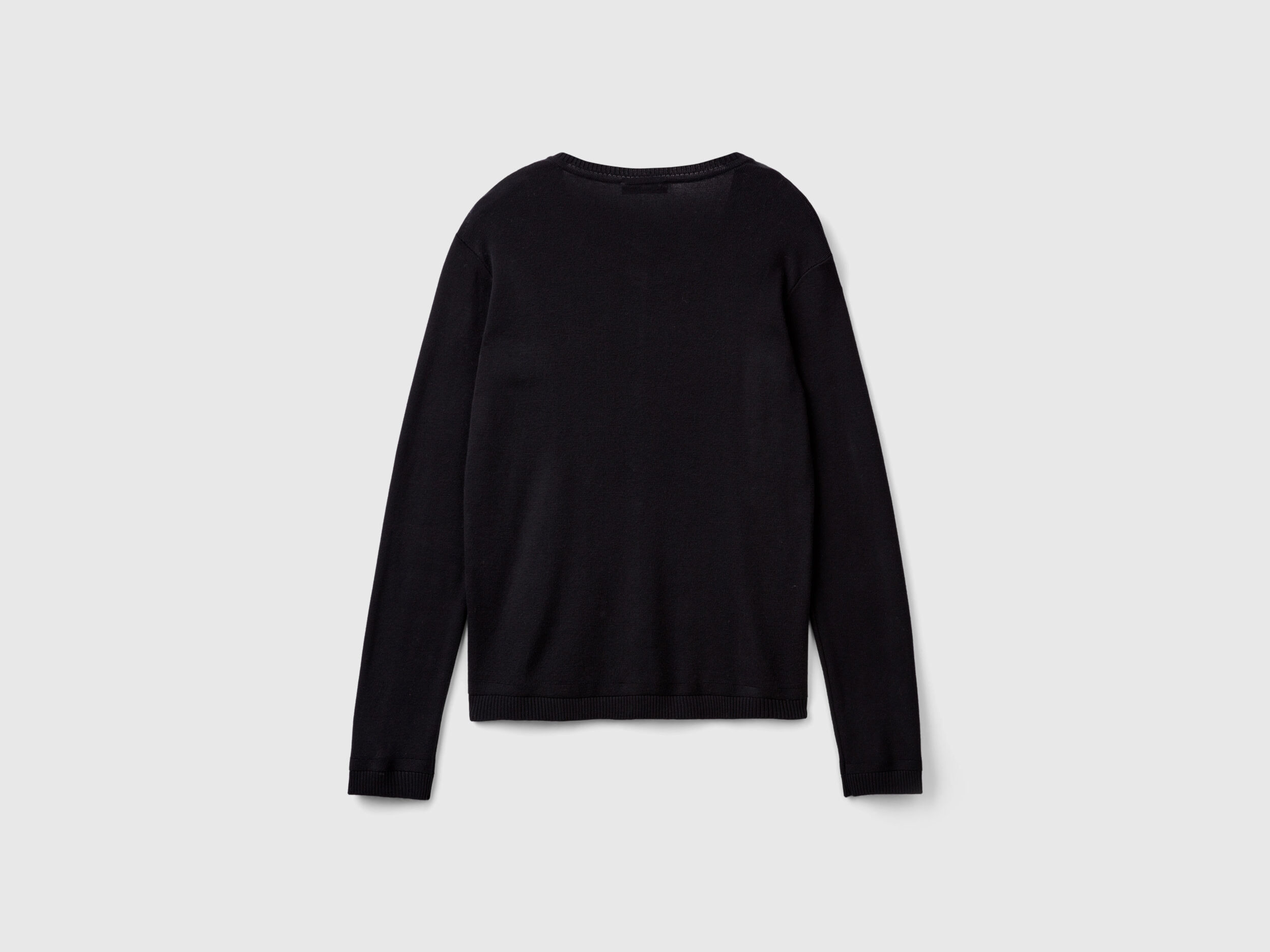 Crew neck cardigan in pure cotton Black Benetton