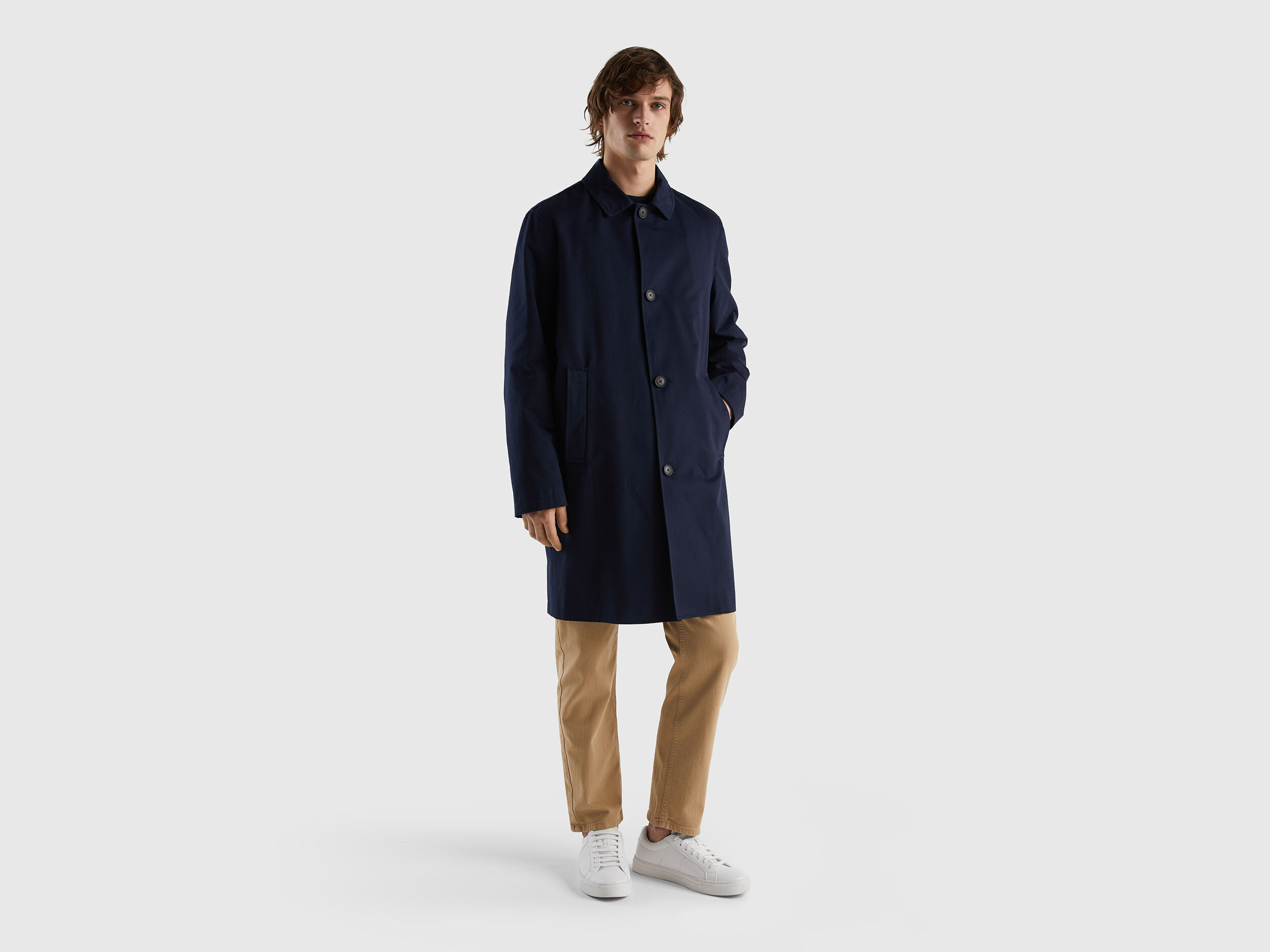 Coat lined in cotton Dark Blue Benetton