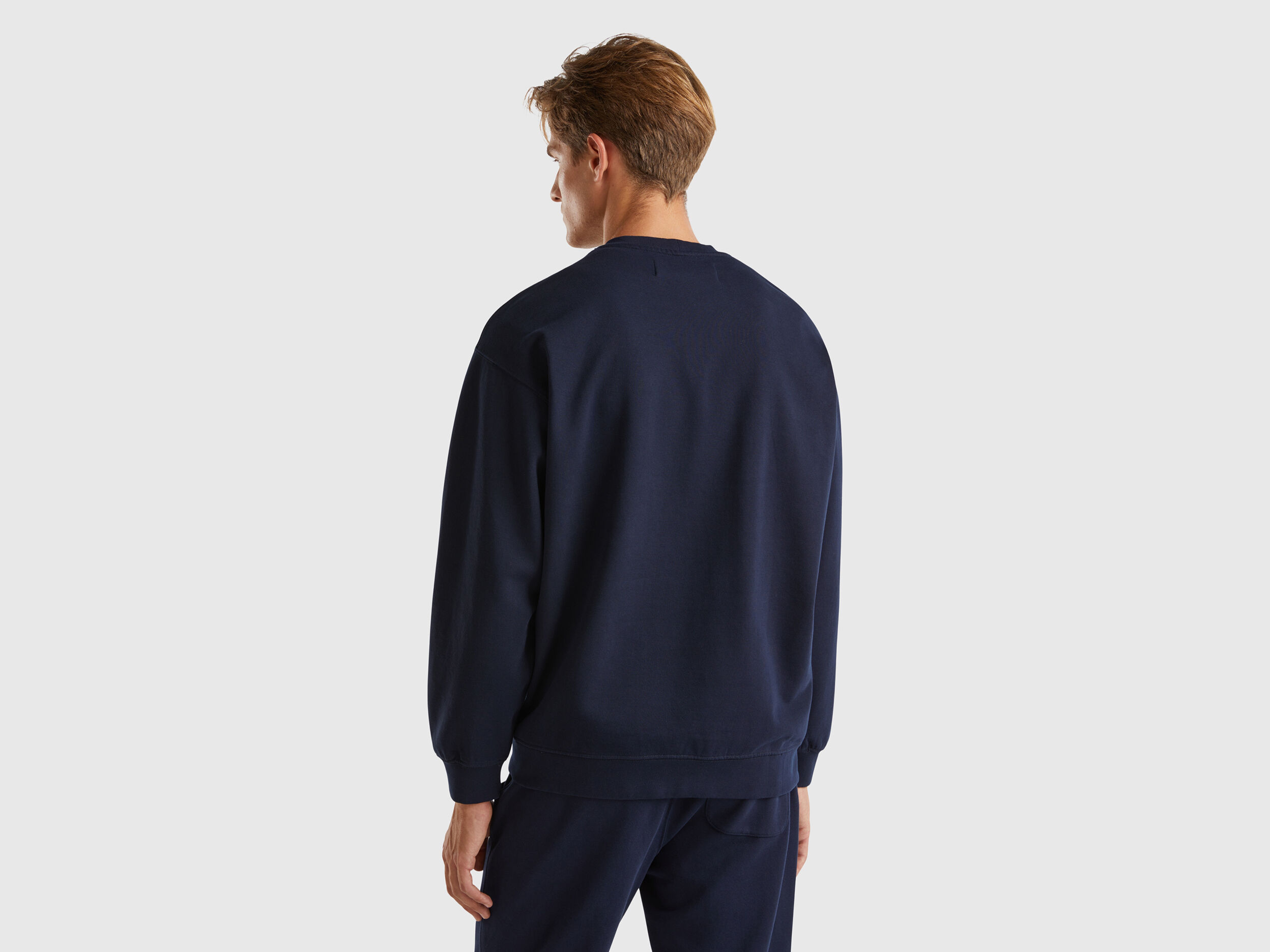 Sweatshirt with logo patch - Dark Blue | Benetton