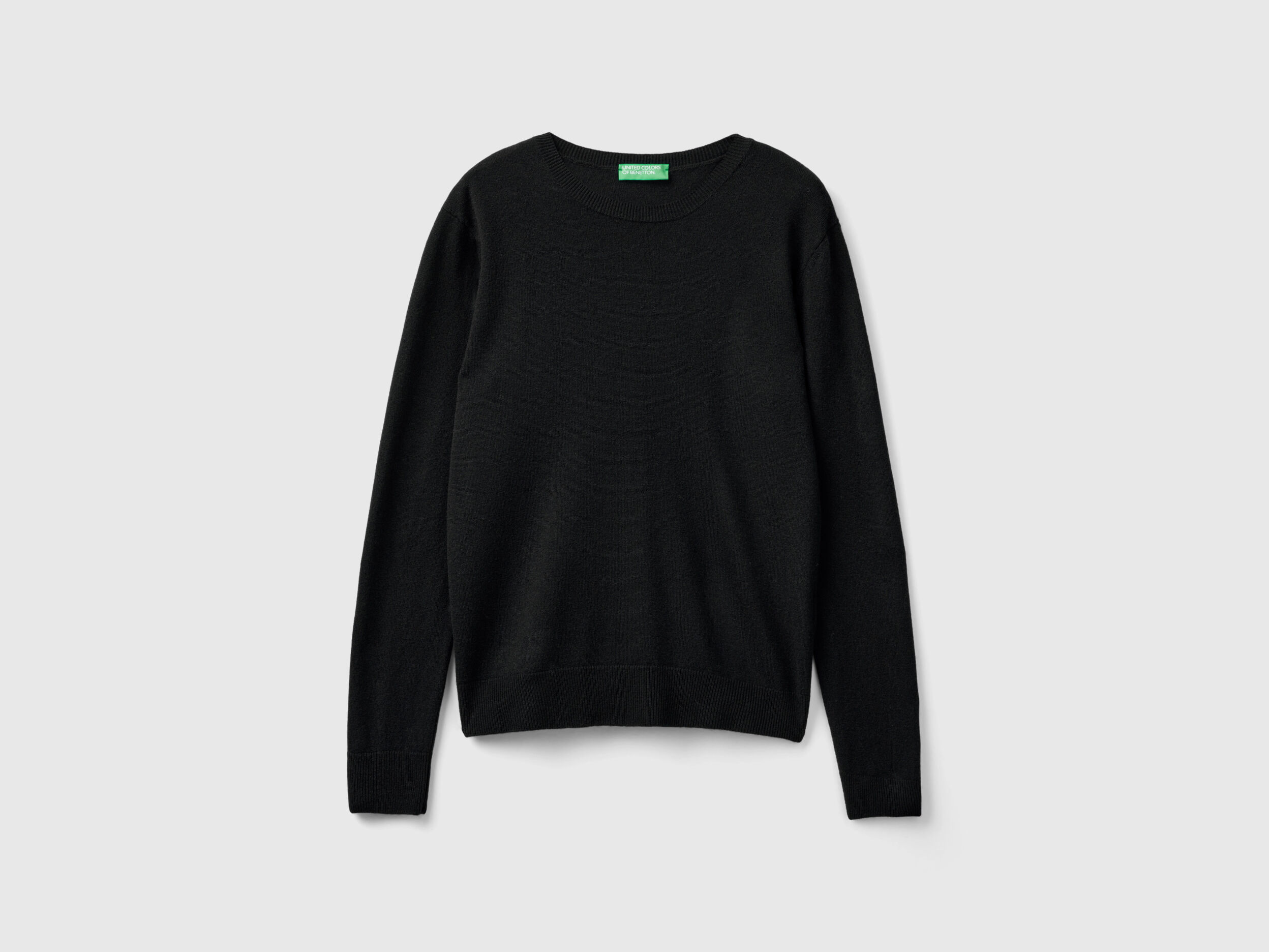 Black crew neck sweater in Merino wool Black Benetton