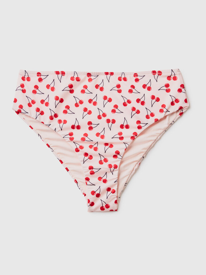 Pink swim bottoms with cherry pattern image number 1