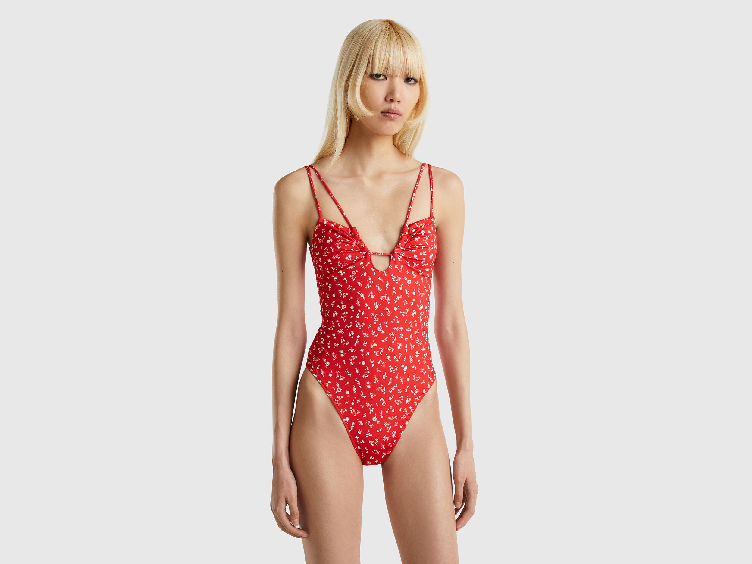 Red outlet floral swimsuit