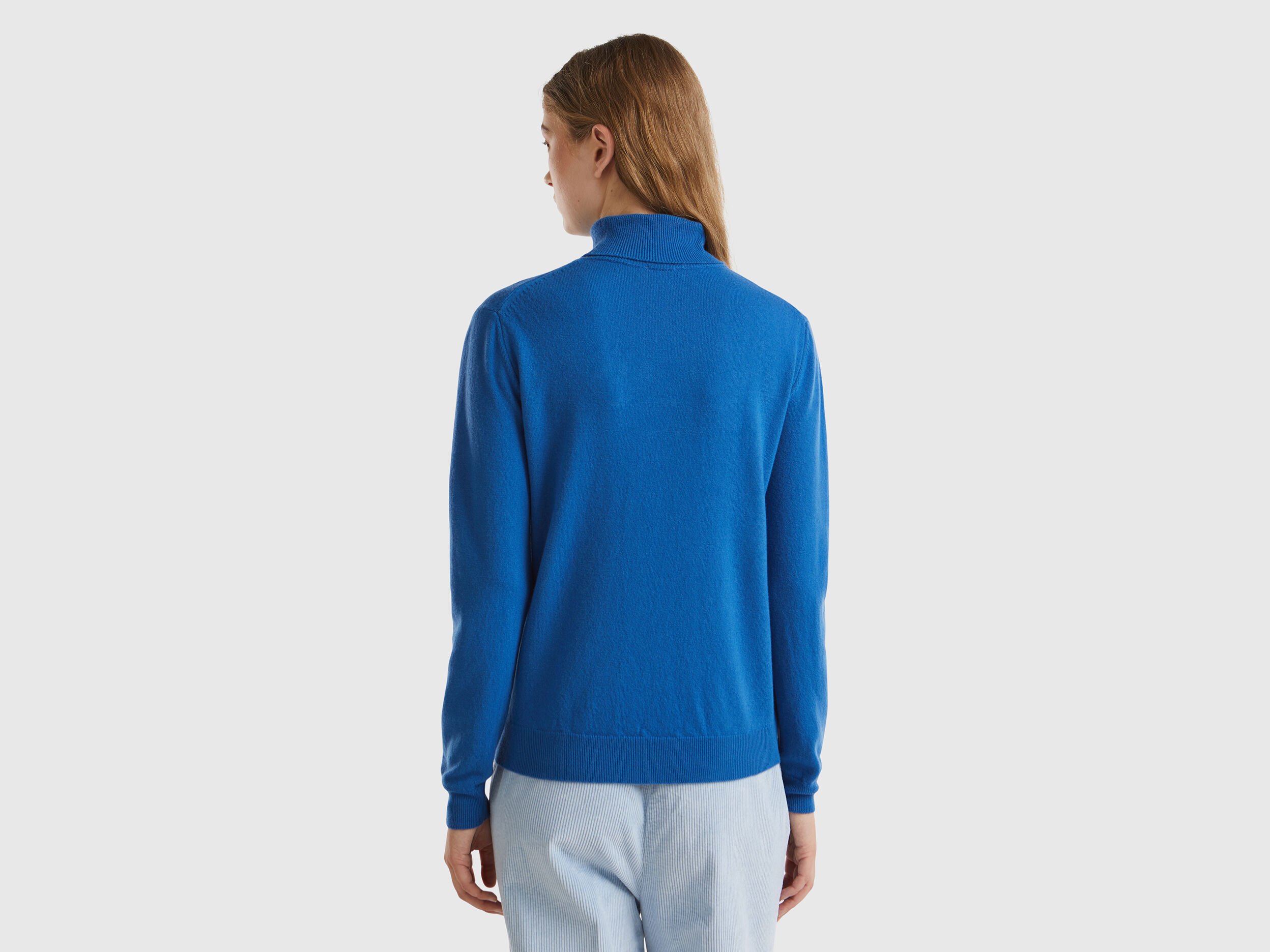 Air force blue turtleneck in pure Merino wool Air Force Blue Benetton