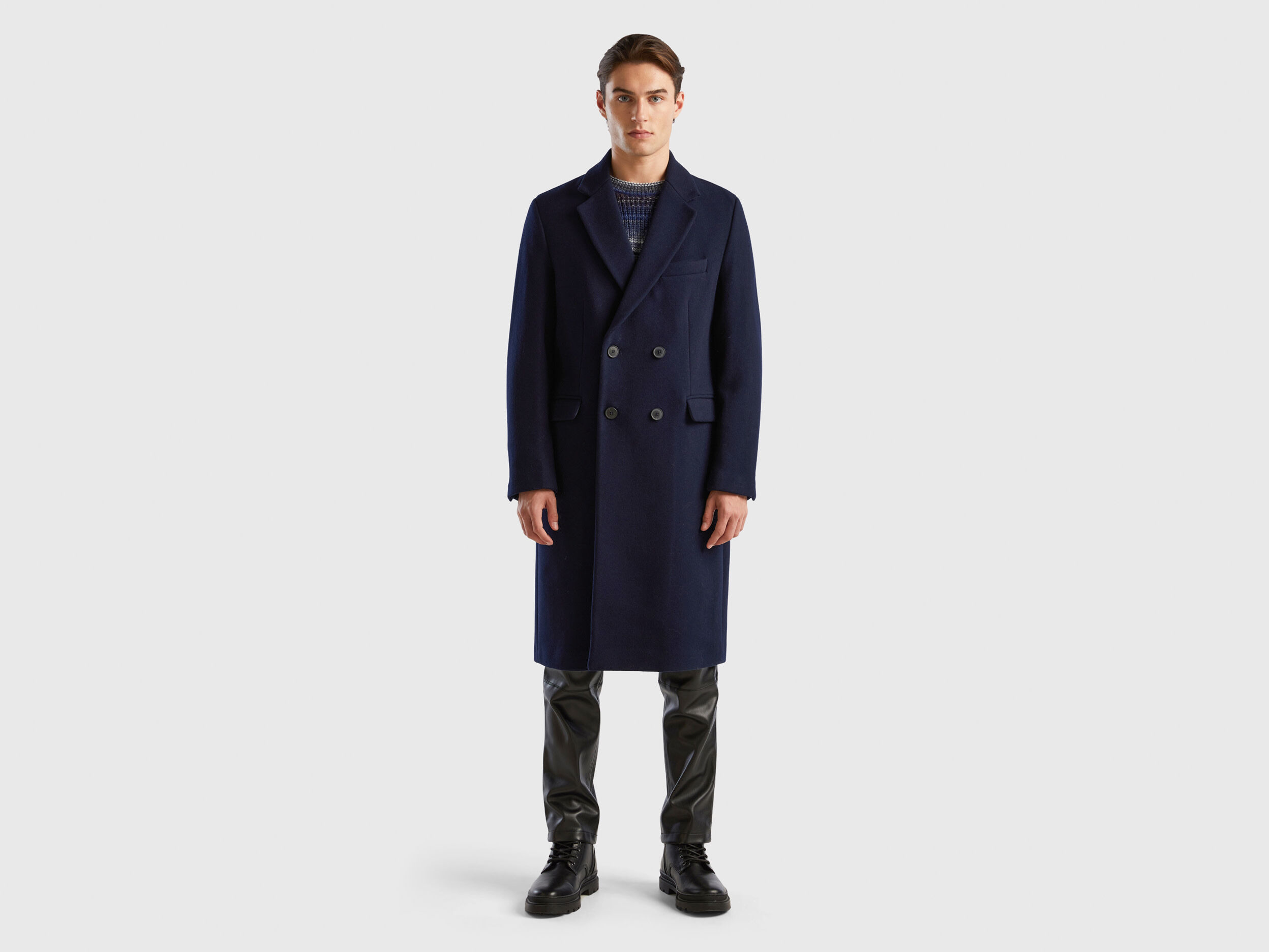 Mens slim fit double breasted coat online