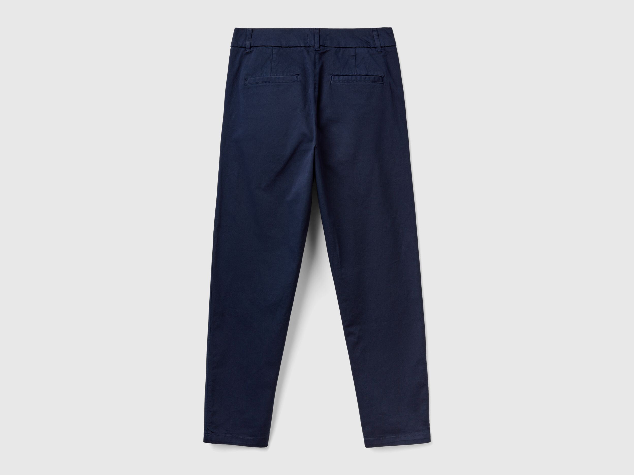 Stretch cotton chino trousers - Dark Blue | Benetton