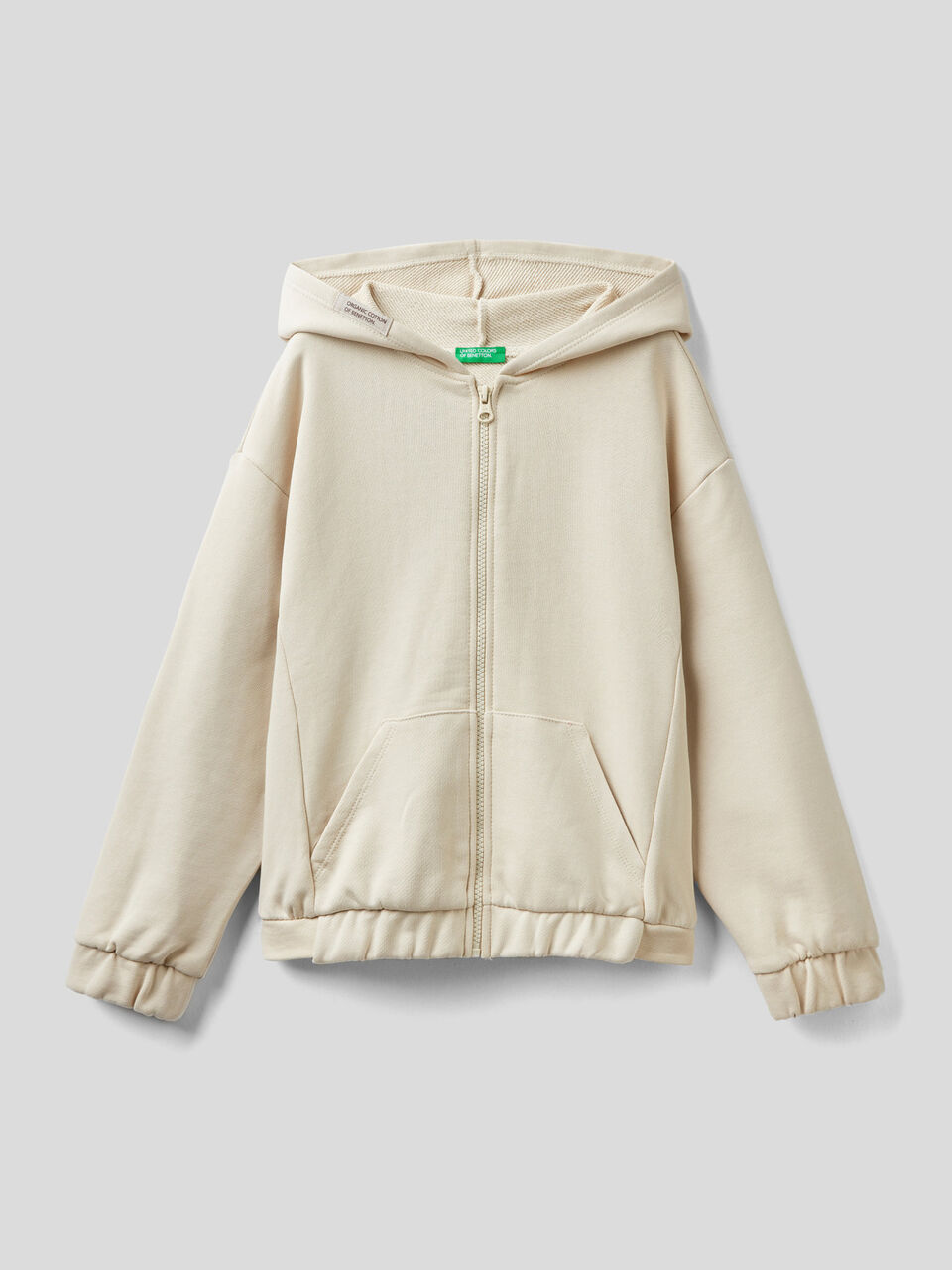 Hoodie with zip in organic cotton image number 1