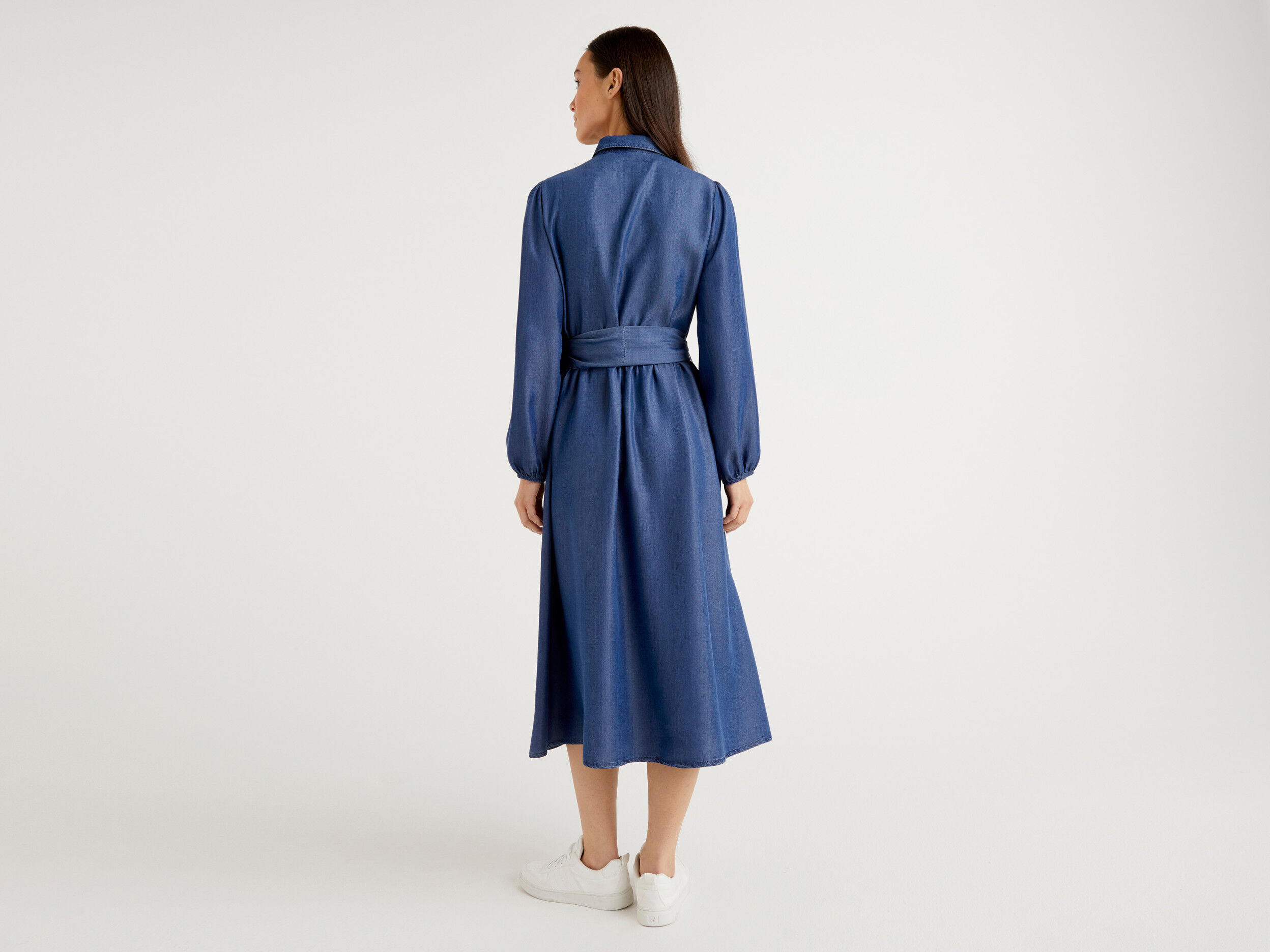 Blue shirt online dress with belt