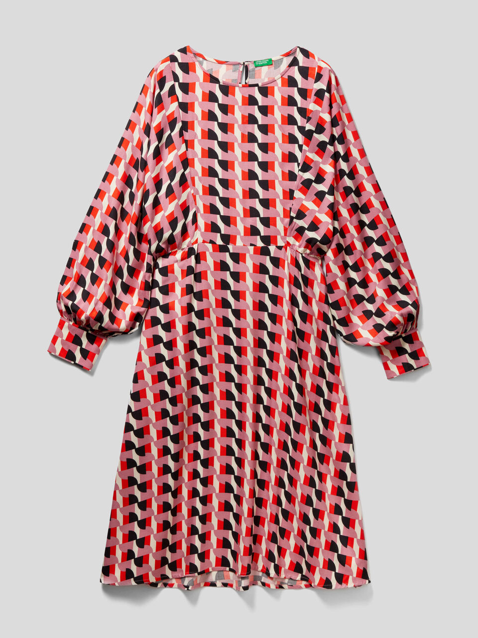 Midi patterned dress in eco-viscose image number 1