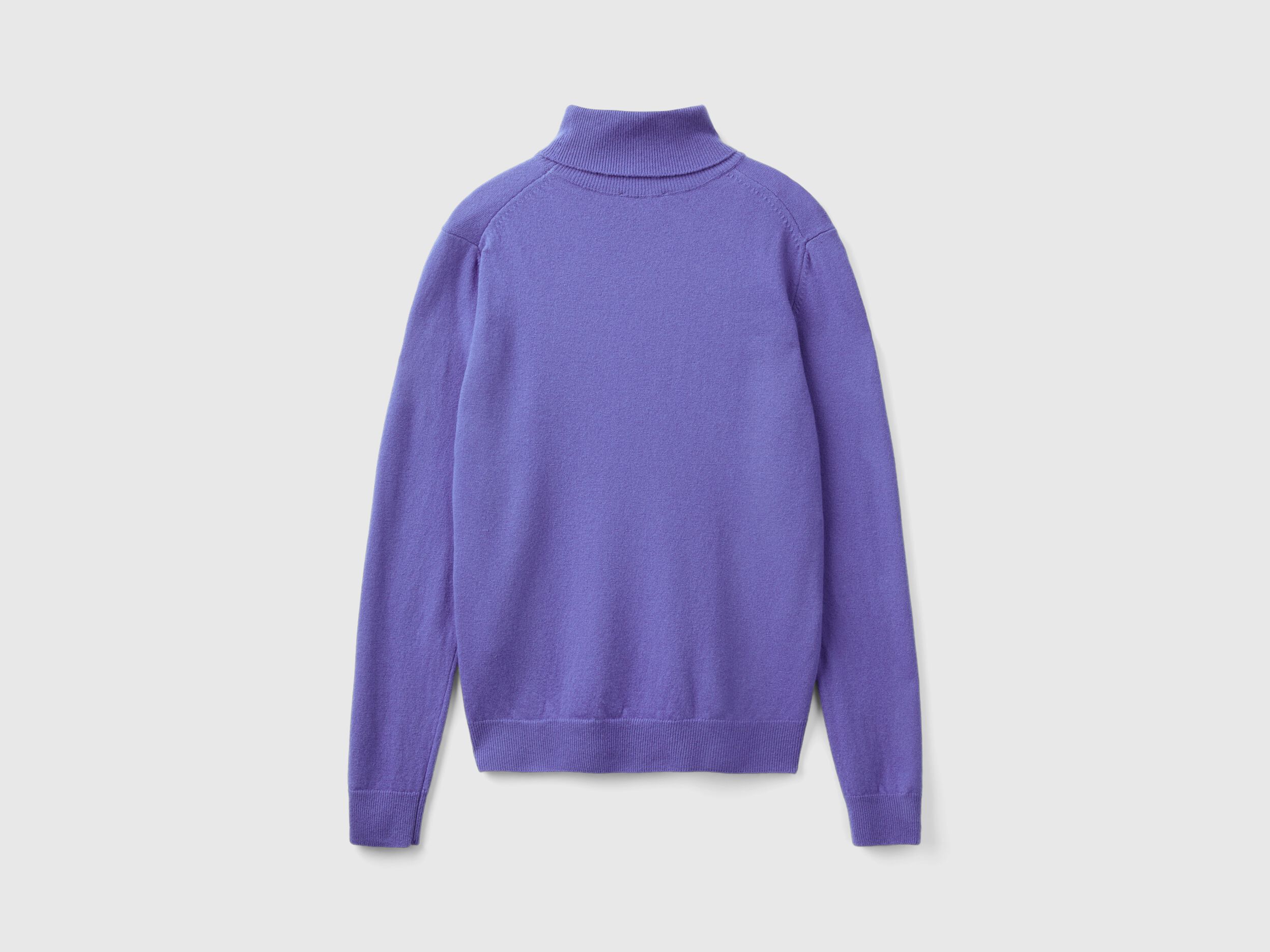 Purple turtleneck in pure Merino wool Purple Benetton