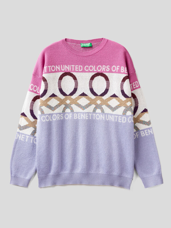 Tricot sweater with logo inlays Junior Girl