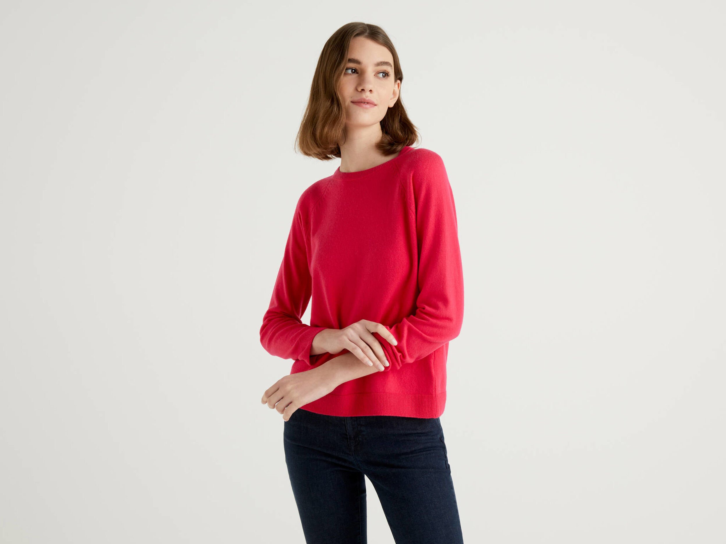 fuchsia crew neck sweater
