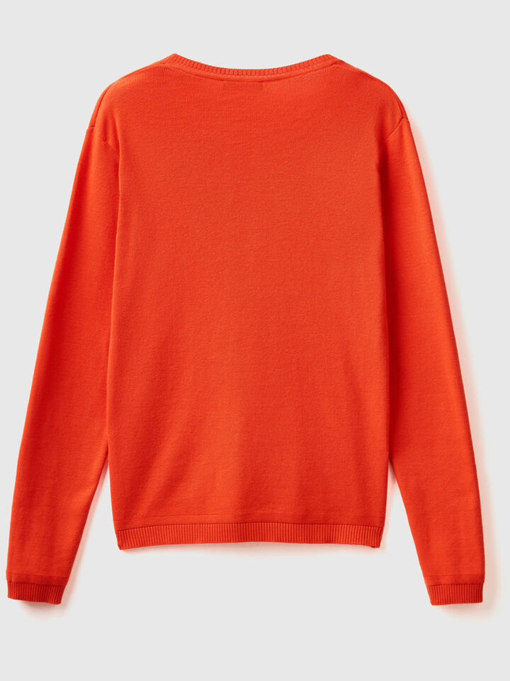 Crew neck sweater in pure cotton image number 2