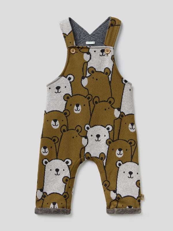 Warm dungarees with teddy bears