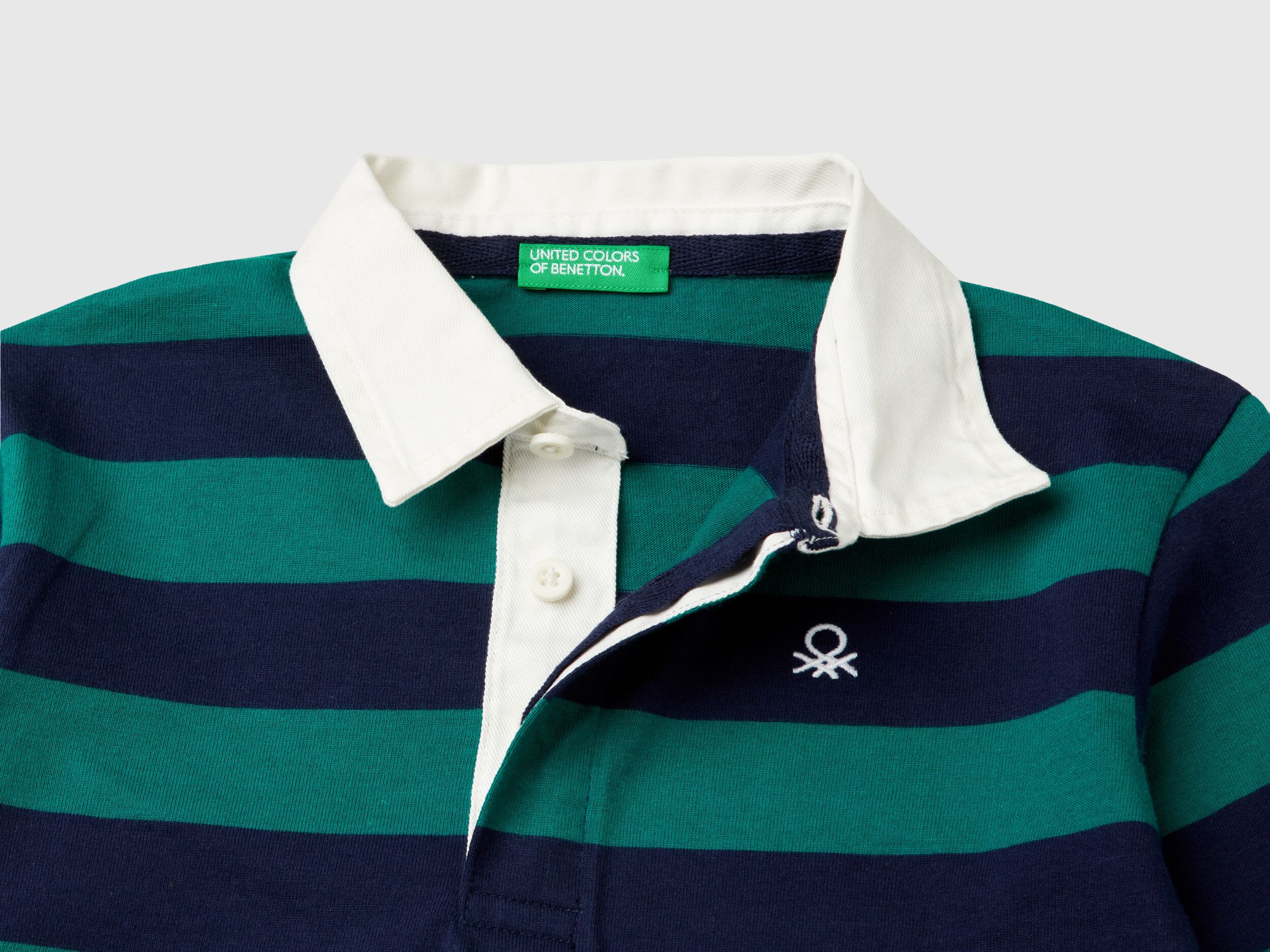 Striped rugby polo in pure cotton Multi color Benetton