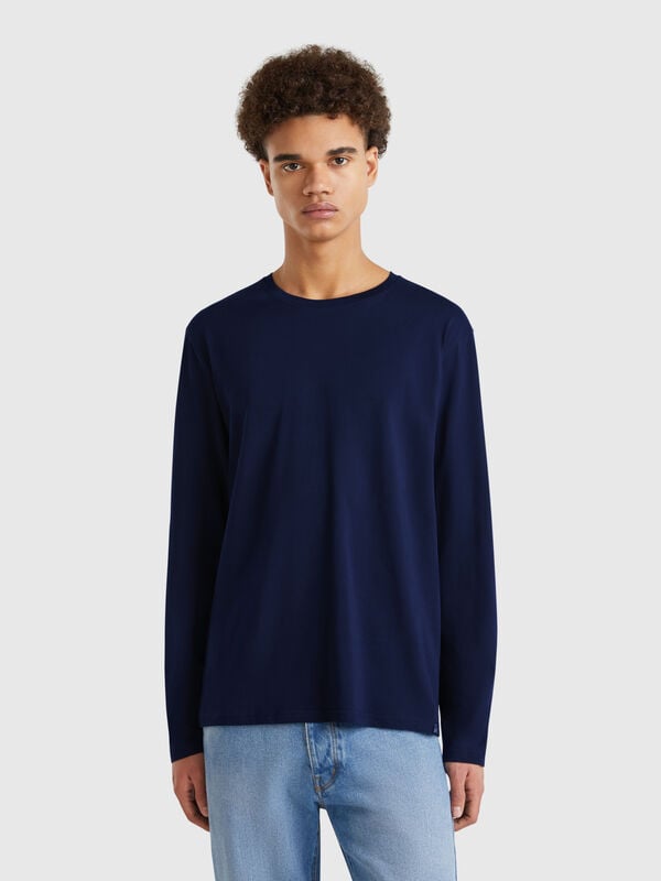 Camiseta de manga larga de puro algodón Hombre