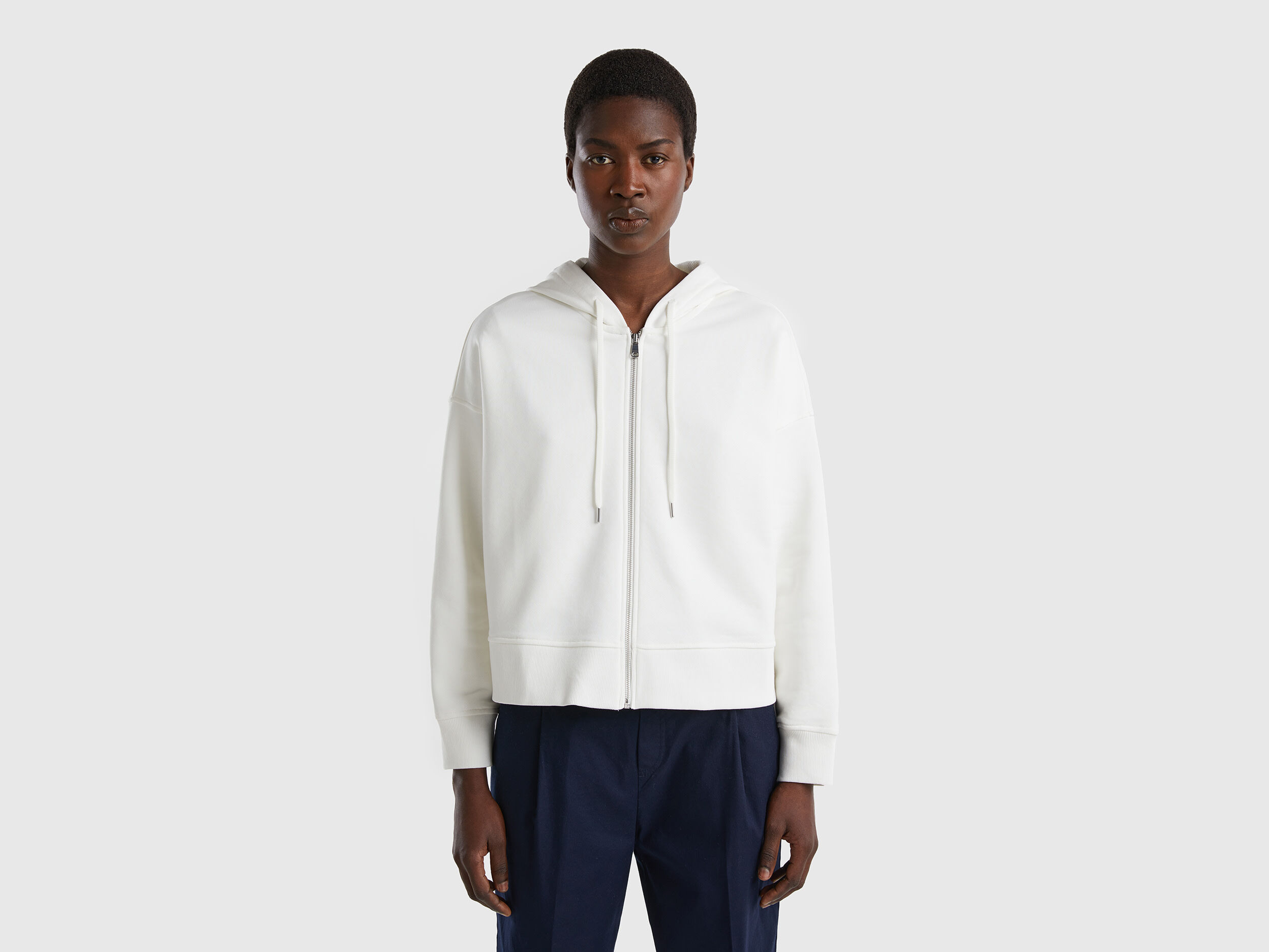 Boxy fit hoodie Creamy White Benetton