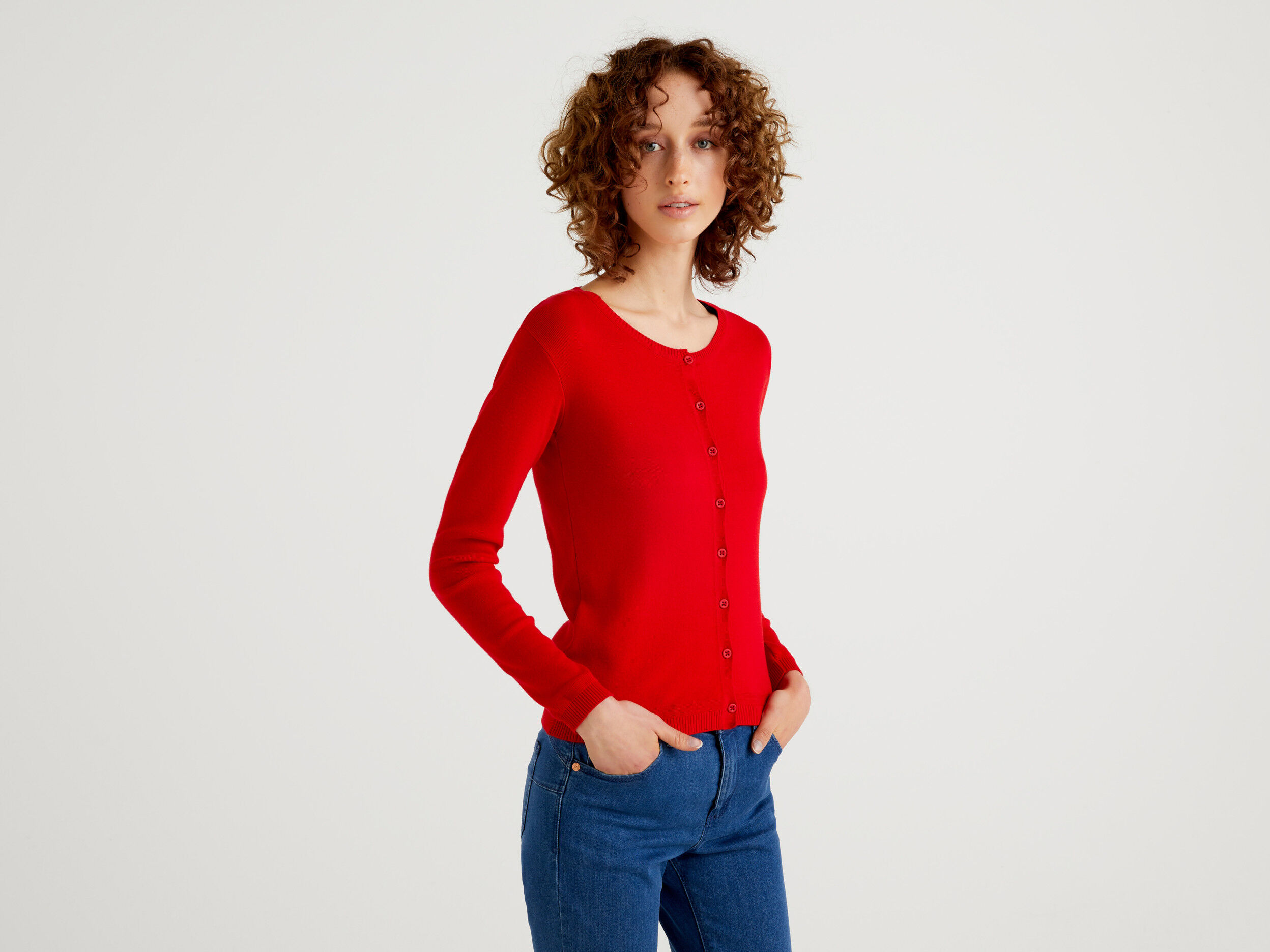 Red round neck new arrivals cardigan