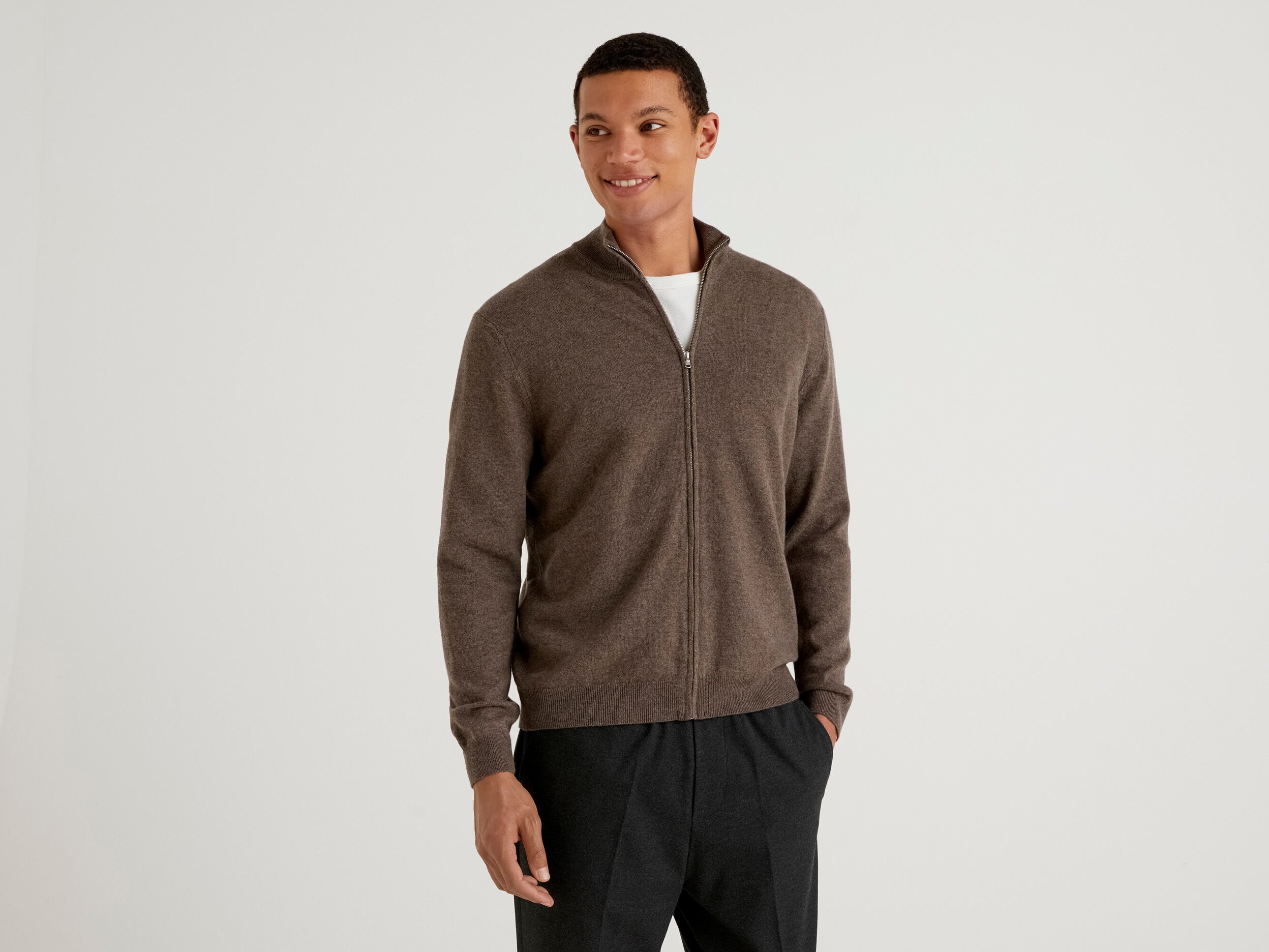Mens wool zip up cardigan outlet