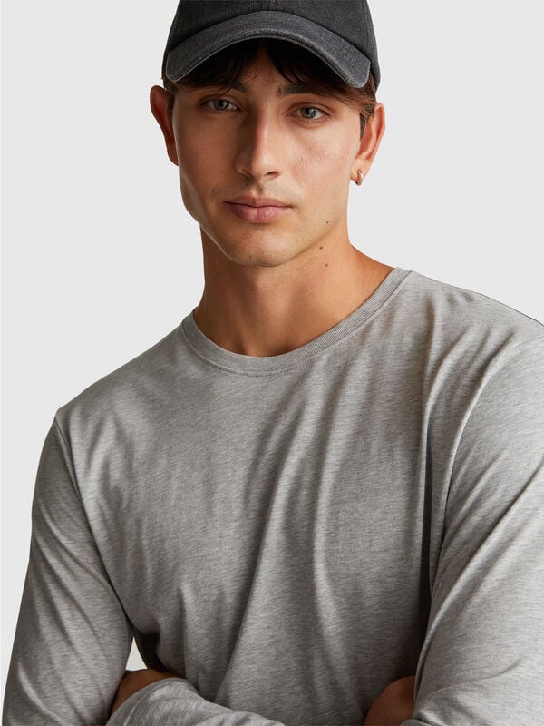 Camiseta de manga larga de puro algodón Hombre