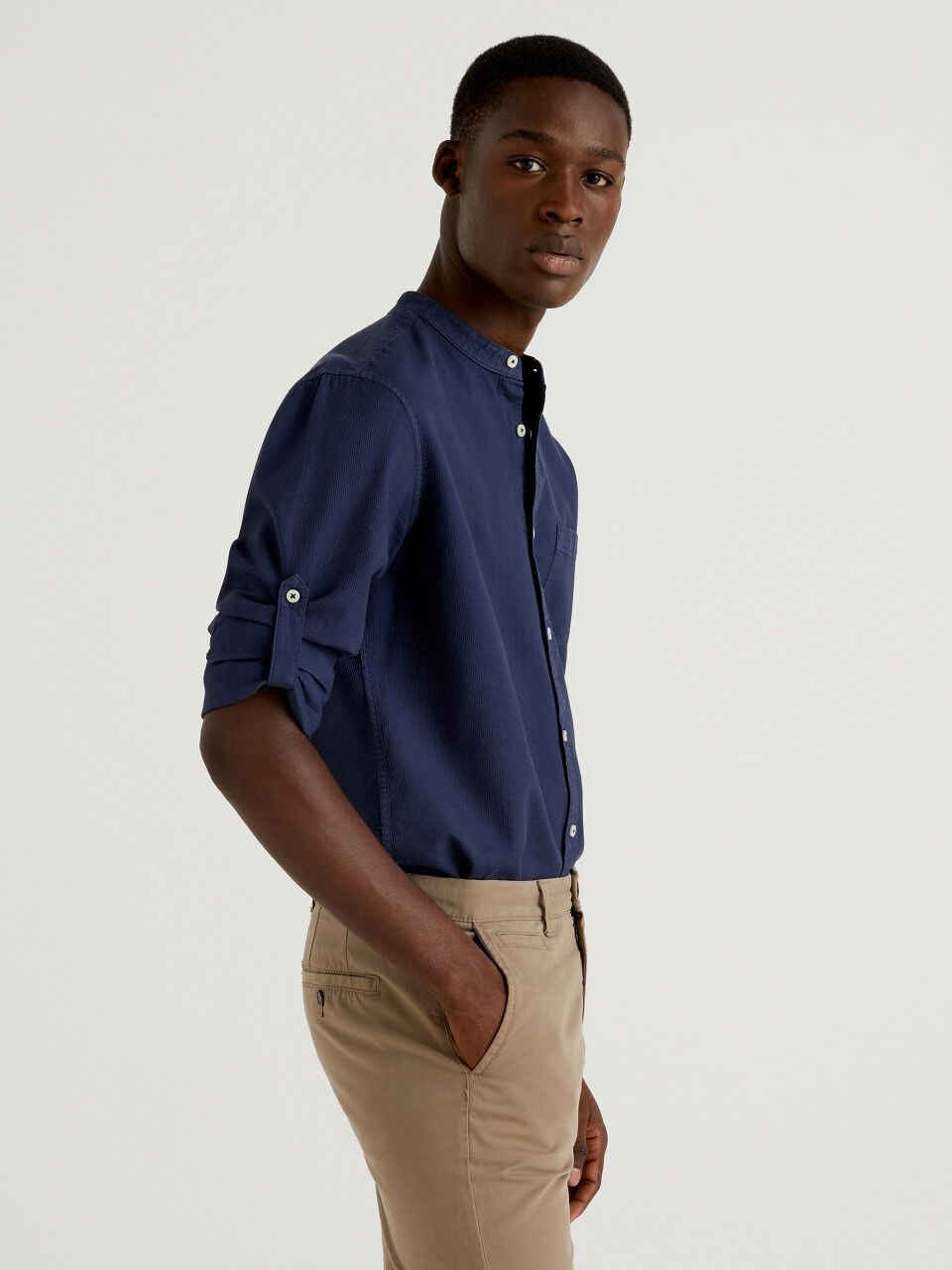 Men s Mandarin Collar Shirts New Collection 2024 Benetton