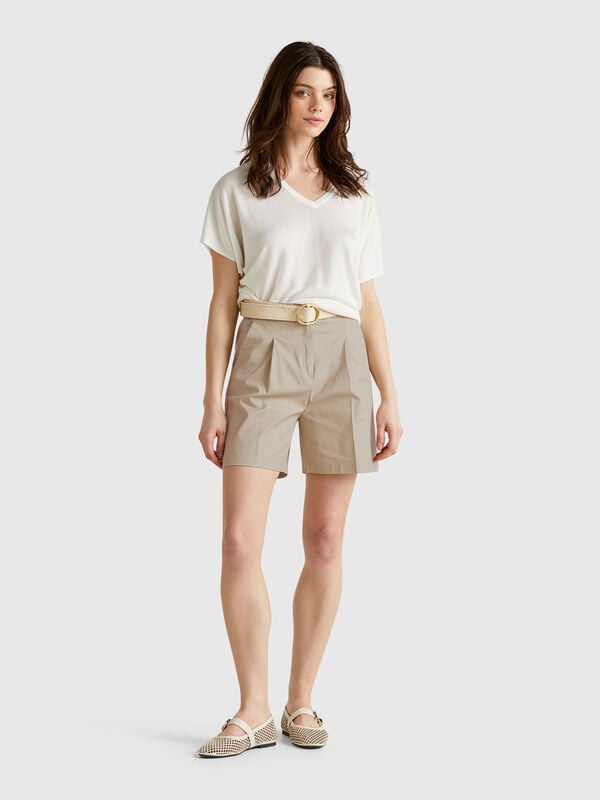 Bermudas de algodón elástico Mujer