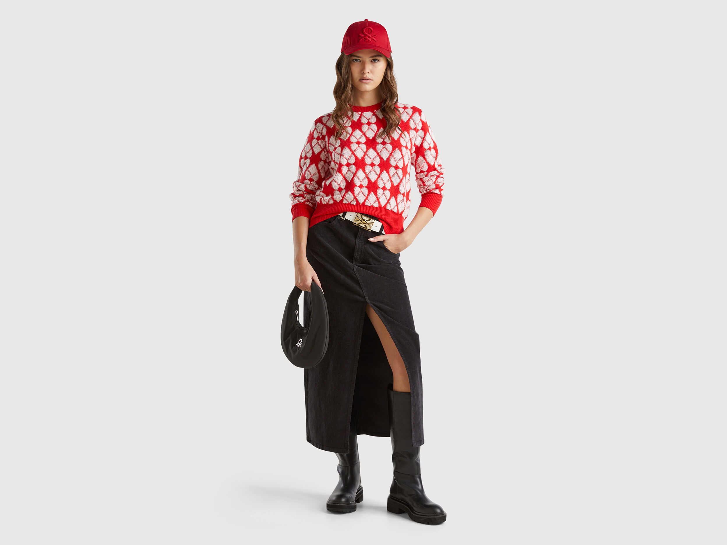 Heart sweater in recycled wool blend - Red | Benetton