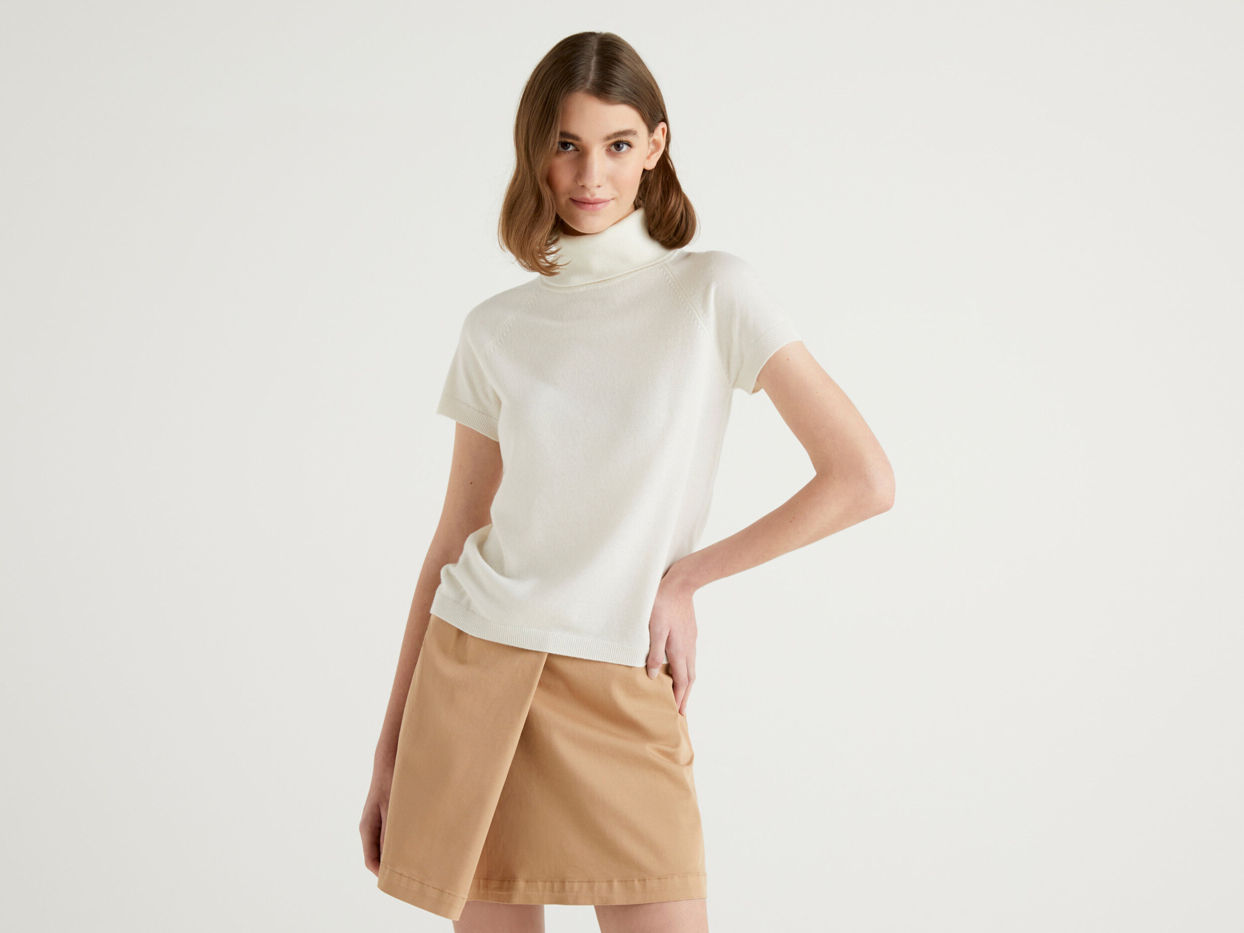 White short sleeve turtleneck best sale sweater