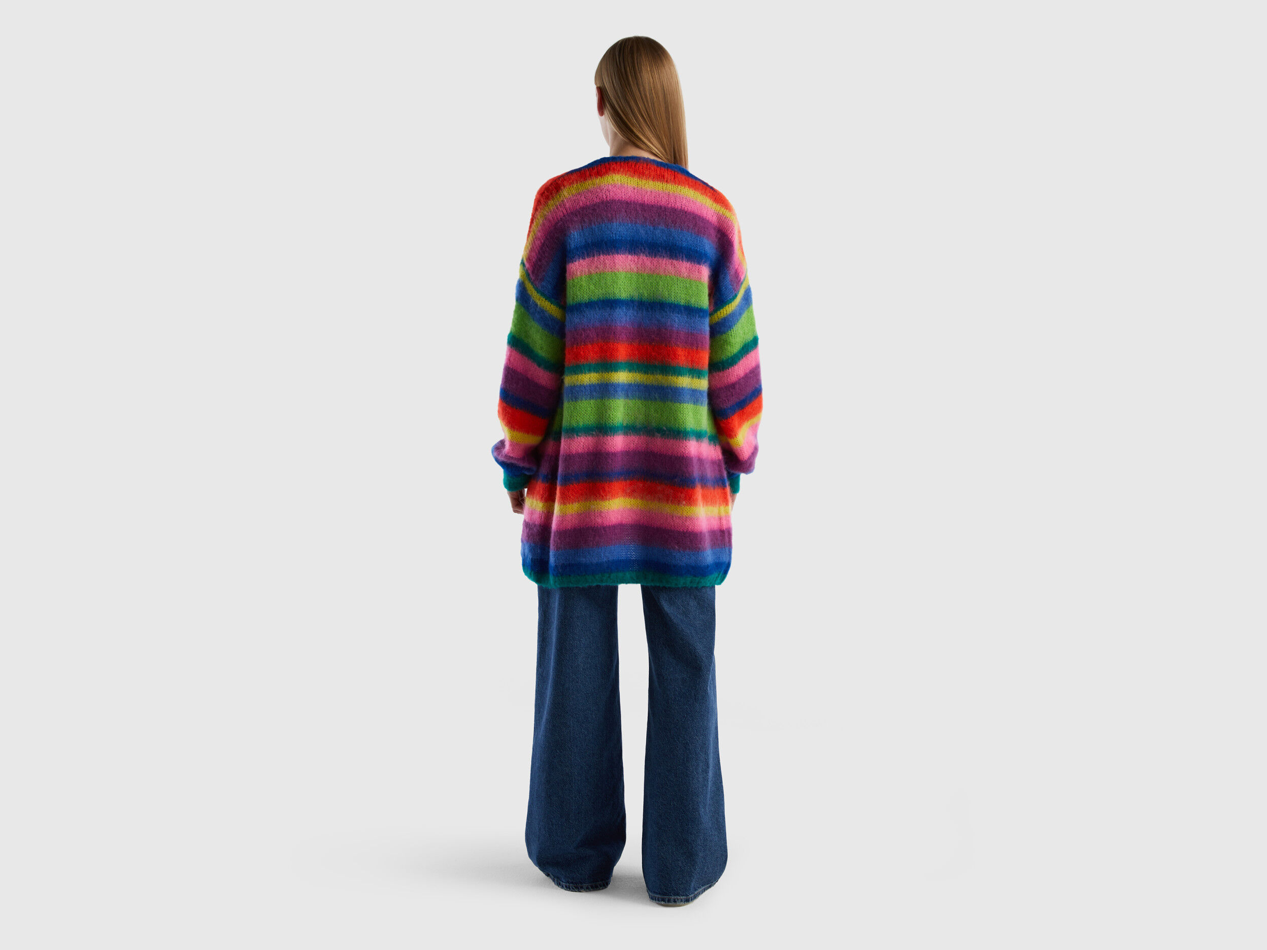 Striped cardigan in mohair blend - Multi-color | Benetton