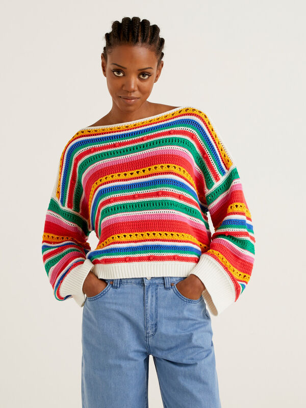 Jersey cropped multicolor Mujer