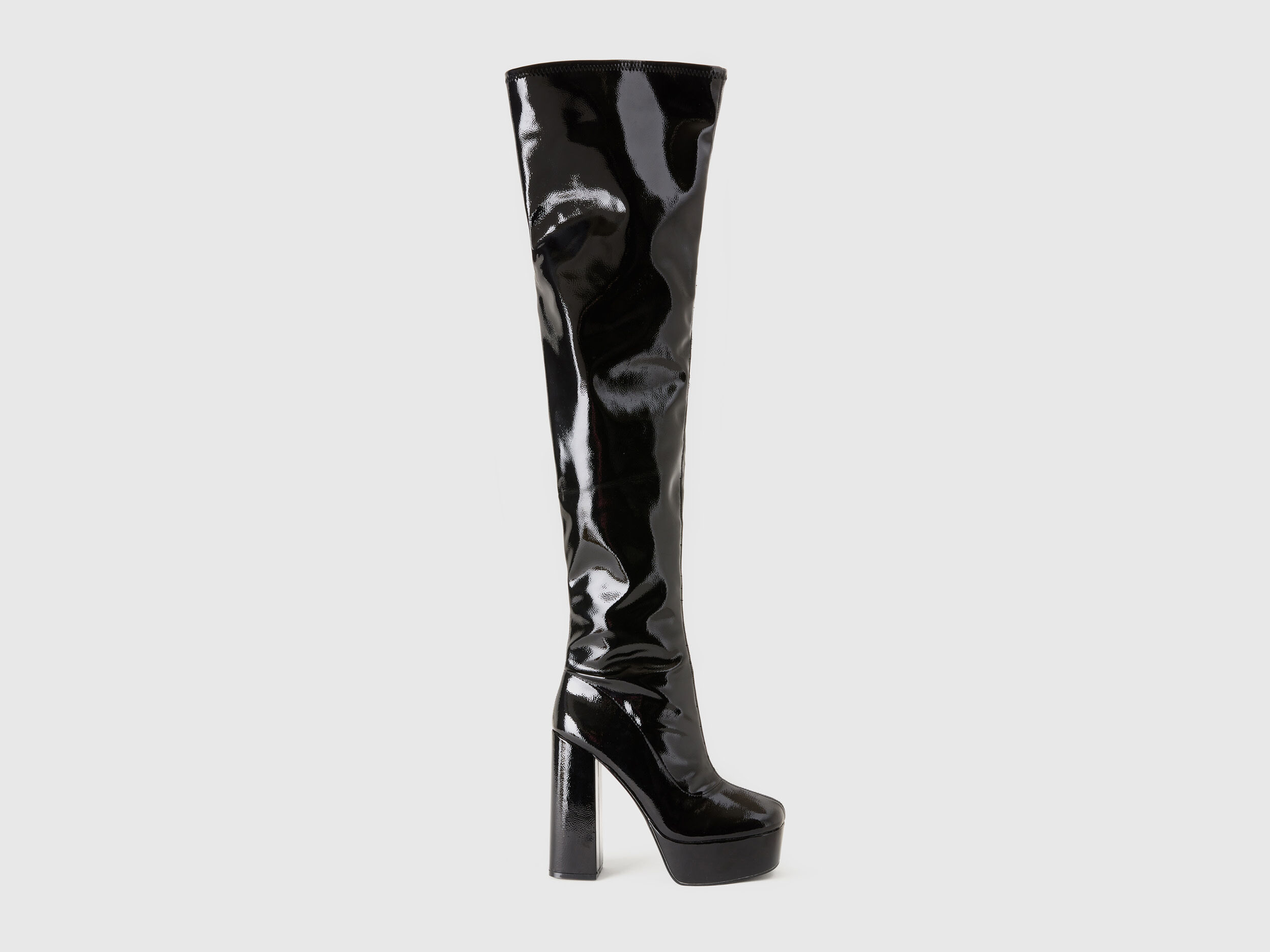 Shiny black sales boots womens