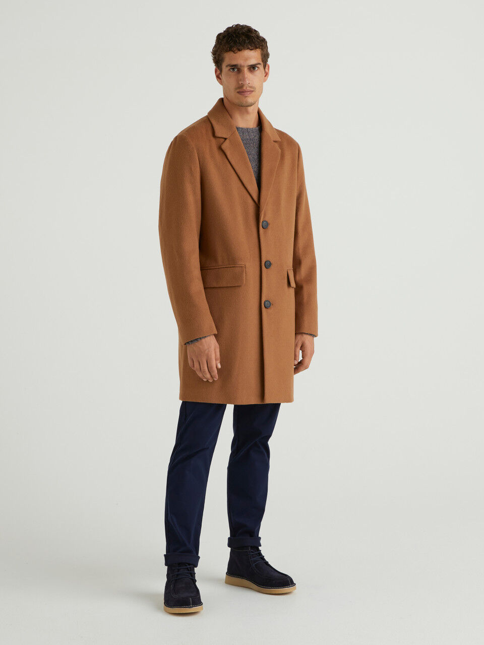 Mens coat sales long wool